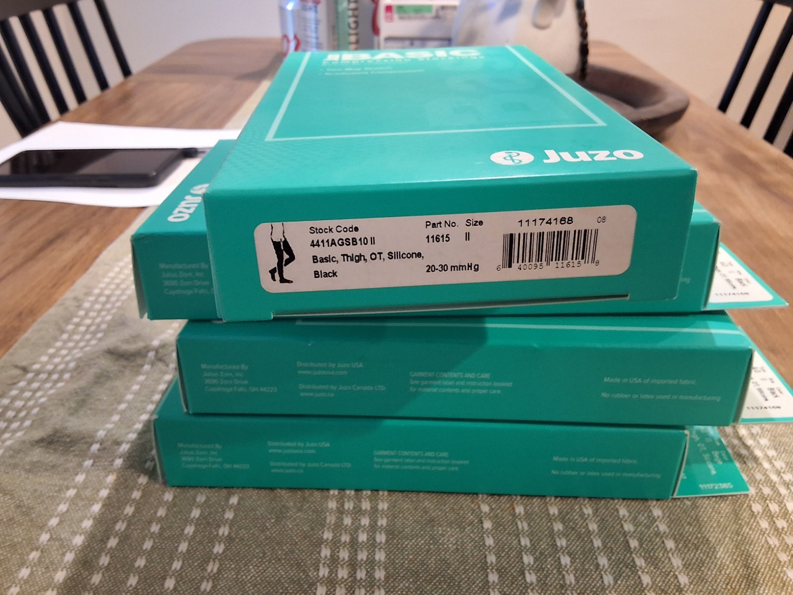 Juzo Basic 4411ag 20-30 mmHg Open Toe Compression Stocking Black Sz lI