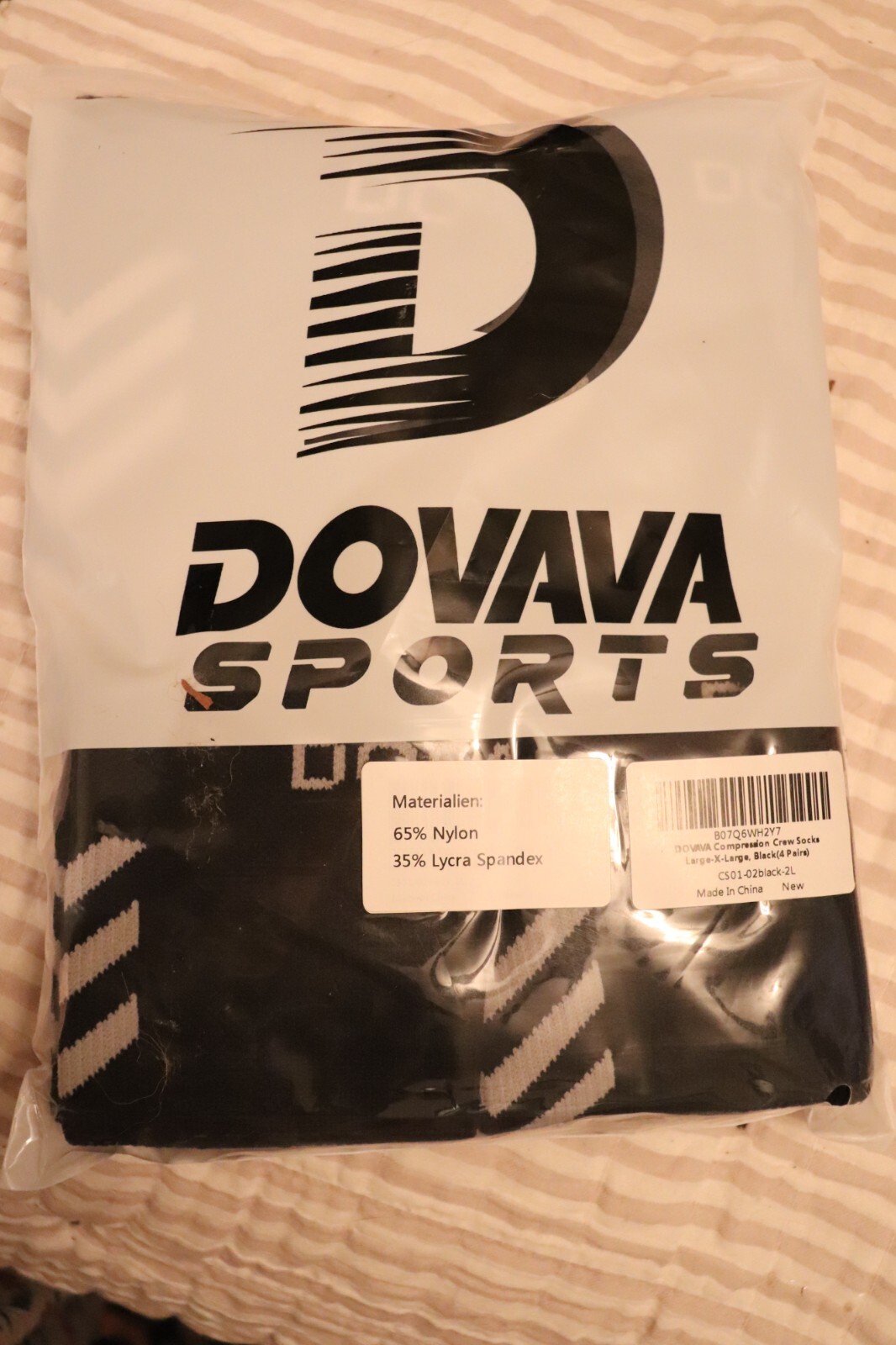 Dovava Dri-tech Compression Crew Socks 4 Black Pairs Comfort Anti-Blister L-XL
