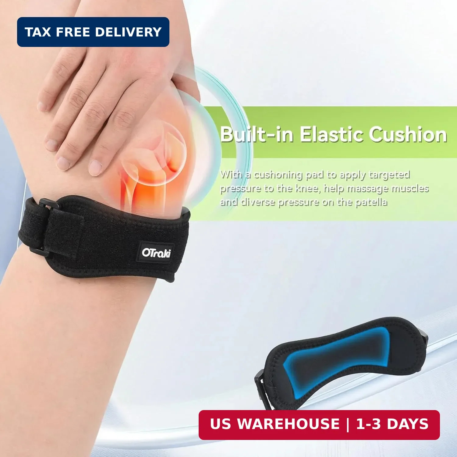 2 Pack Sports Patella Tendon Knee Strap, Lightweight Men Women Patella Knee Brac