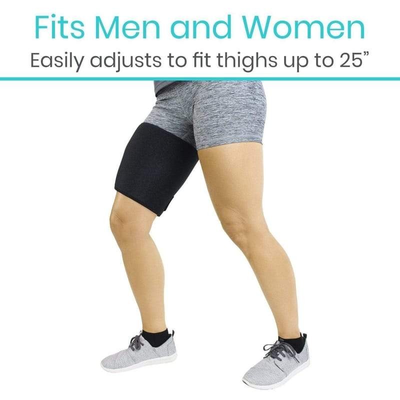 VIVE Thigh Brace OSFM, Black Hamstring Quad Wrap – Adjustable Compression Sleeve