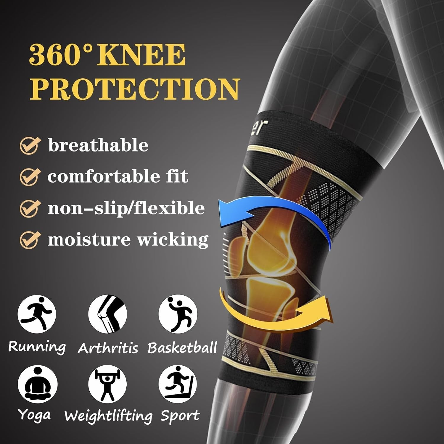 Moisture-Wicking Copper Knee Sleeves for Enhanced Comfort & Performance – 2 Pack