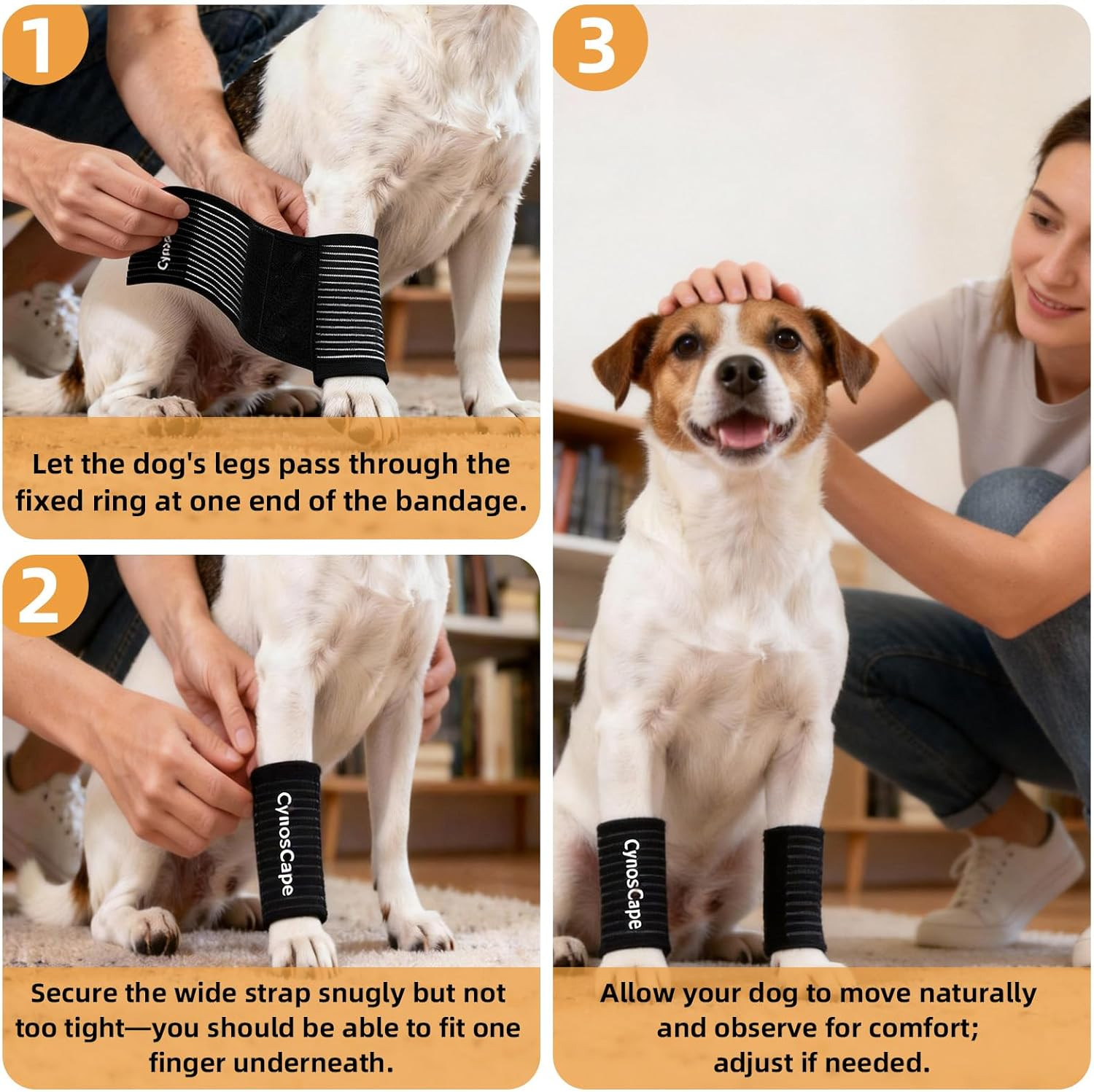 Dog Leg Brace, Black Compression Support Wraps for Front or Rear Legs with Strec