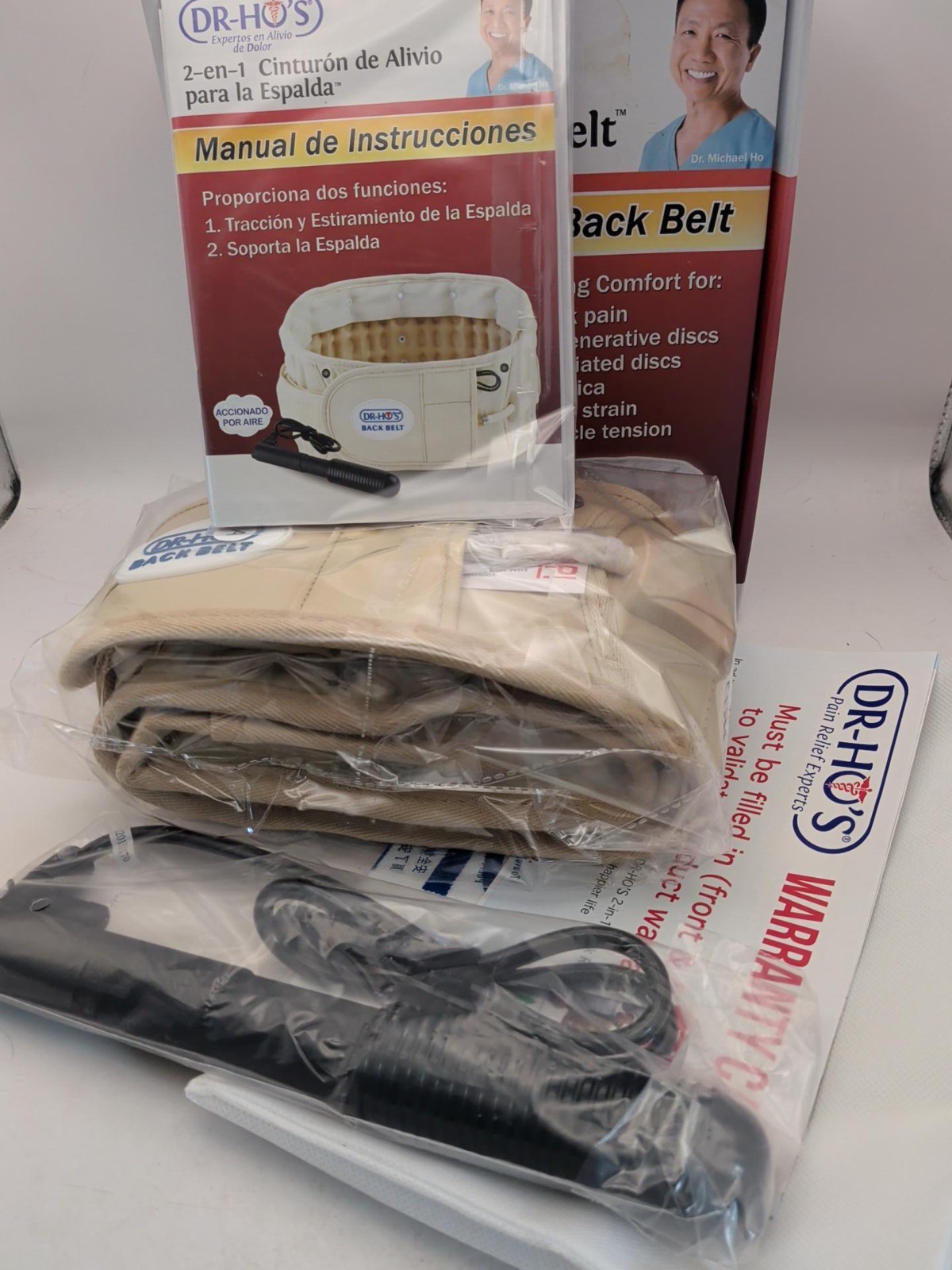 DR-HO’S 2-in-1 Back Relief Belt Size A 25-41″ Inflatable Support NEW
