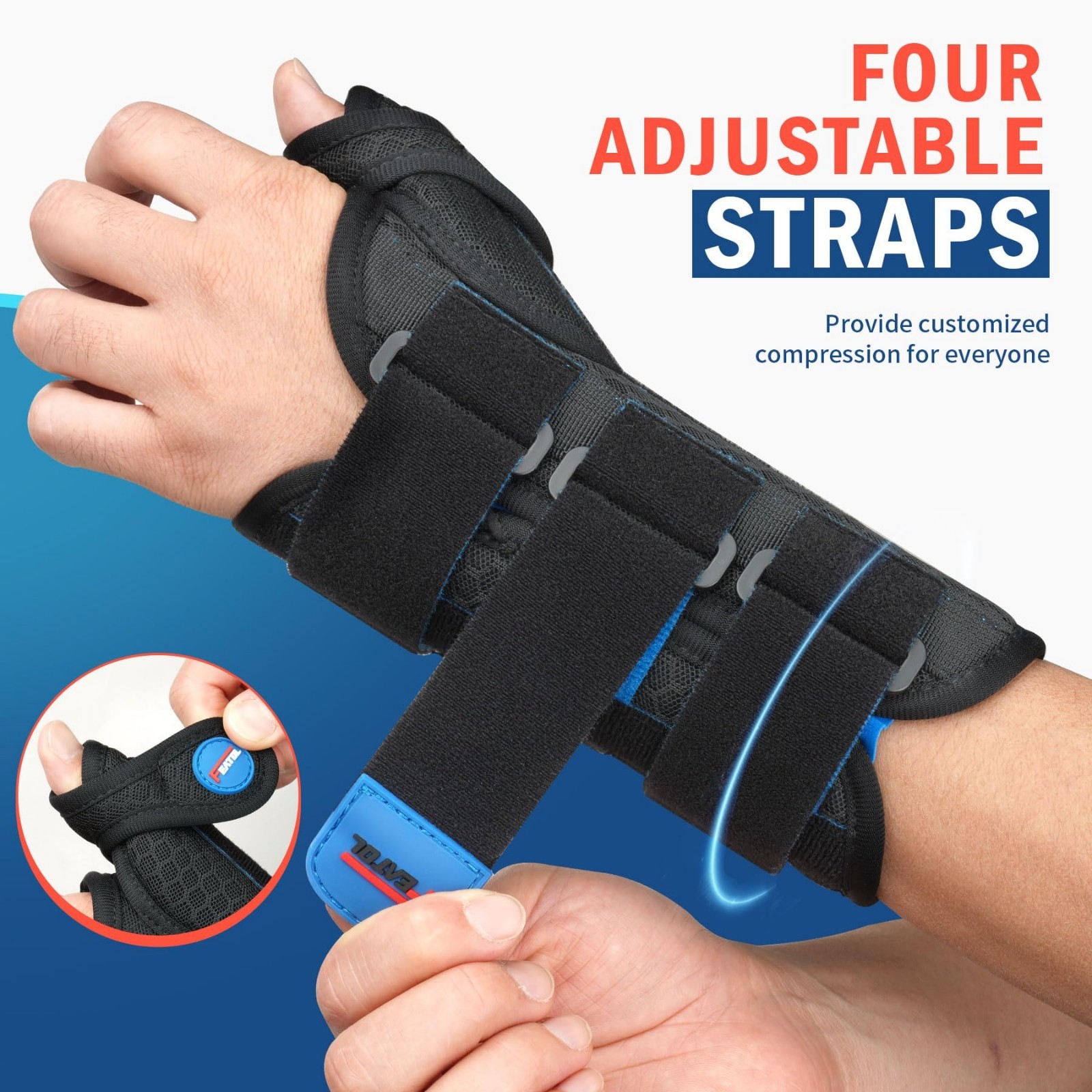2 Pack Adjustable Wrist Brace with Thumb Support for Left & Right Hand, M/L