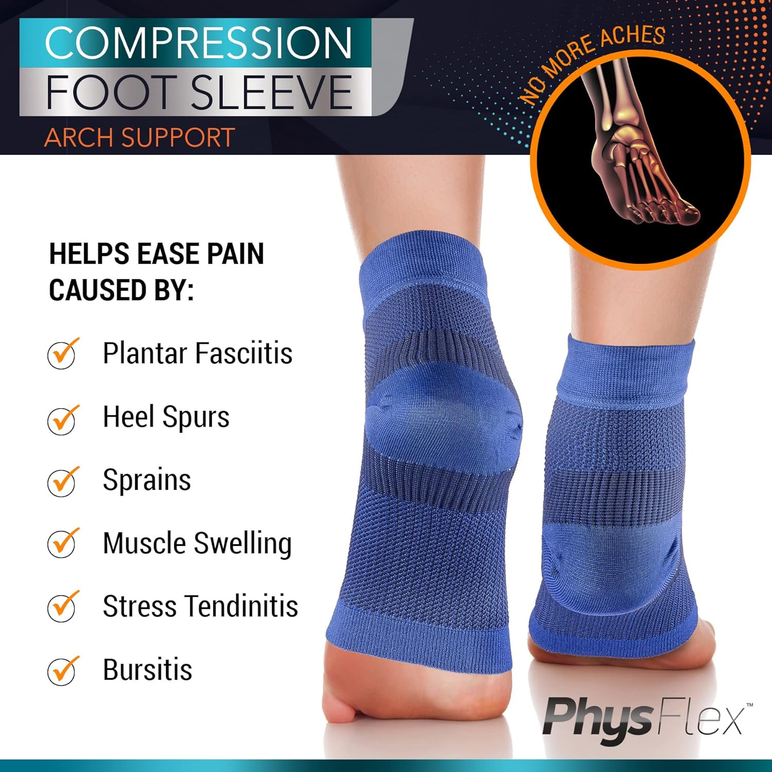Ankle Brace Support – Ankle Compression Sleeve – Foot Brace for Women & Men – Te