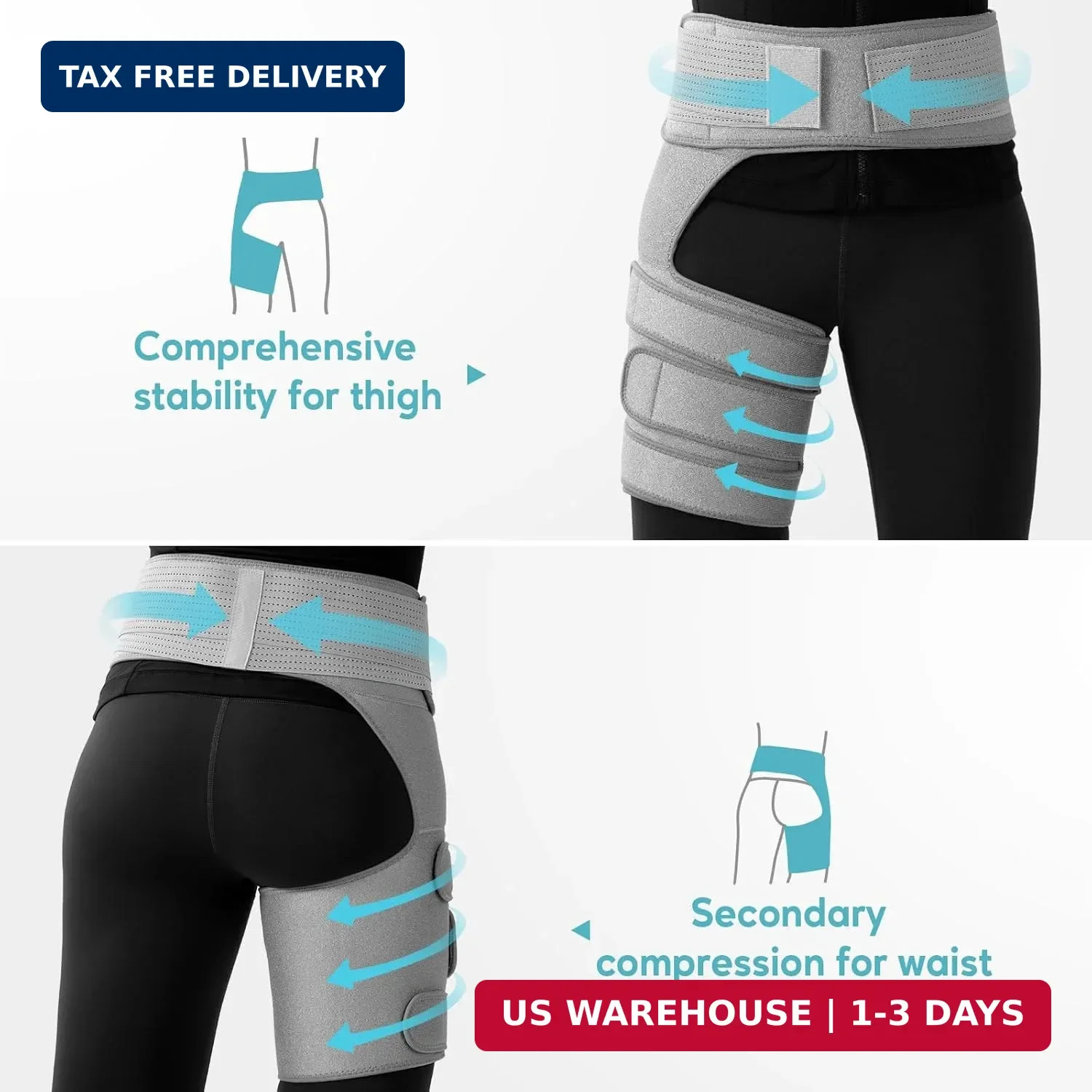 Hip Brace Sciatica Pain Relief Devices,Sciatic Nerve Left, Gray