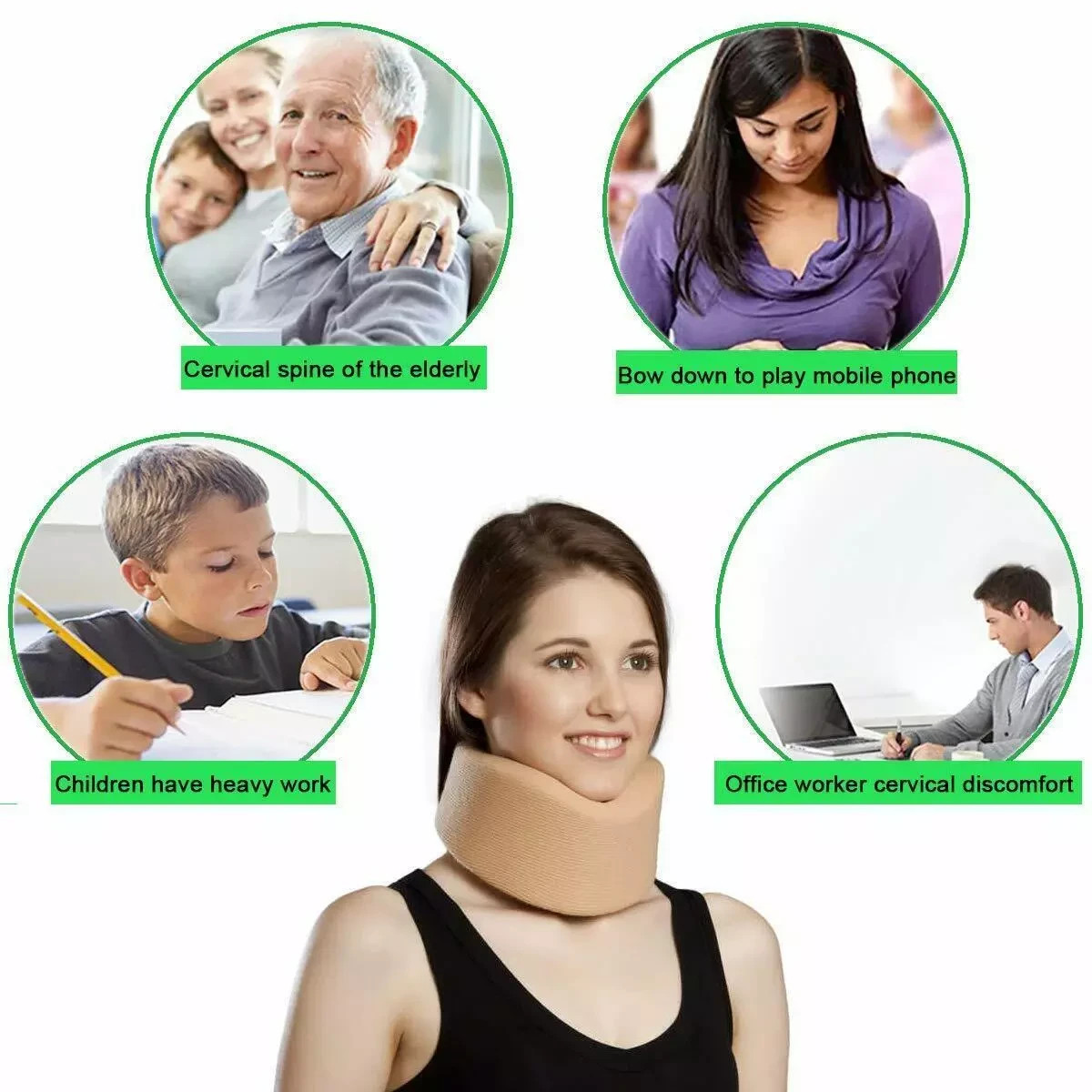 Soft Foam Neck Brace,Adjustable Support for Pain Relief,Women and Men