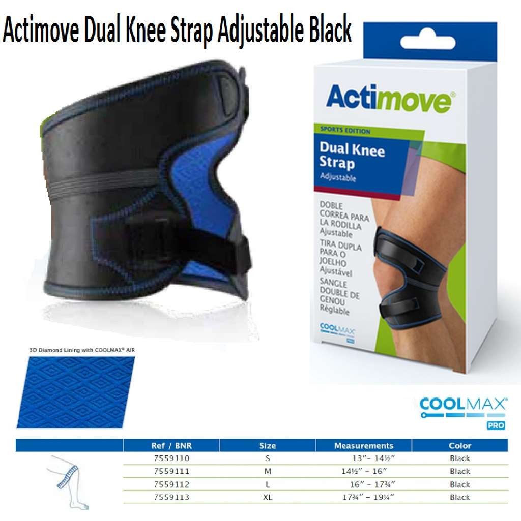 Actimove Dual Knee Strap Adjustable (Black) Small