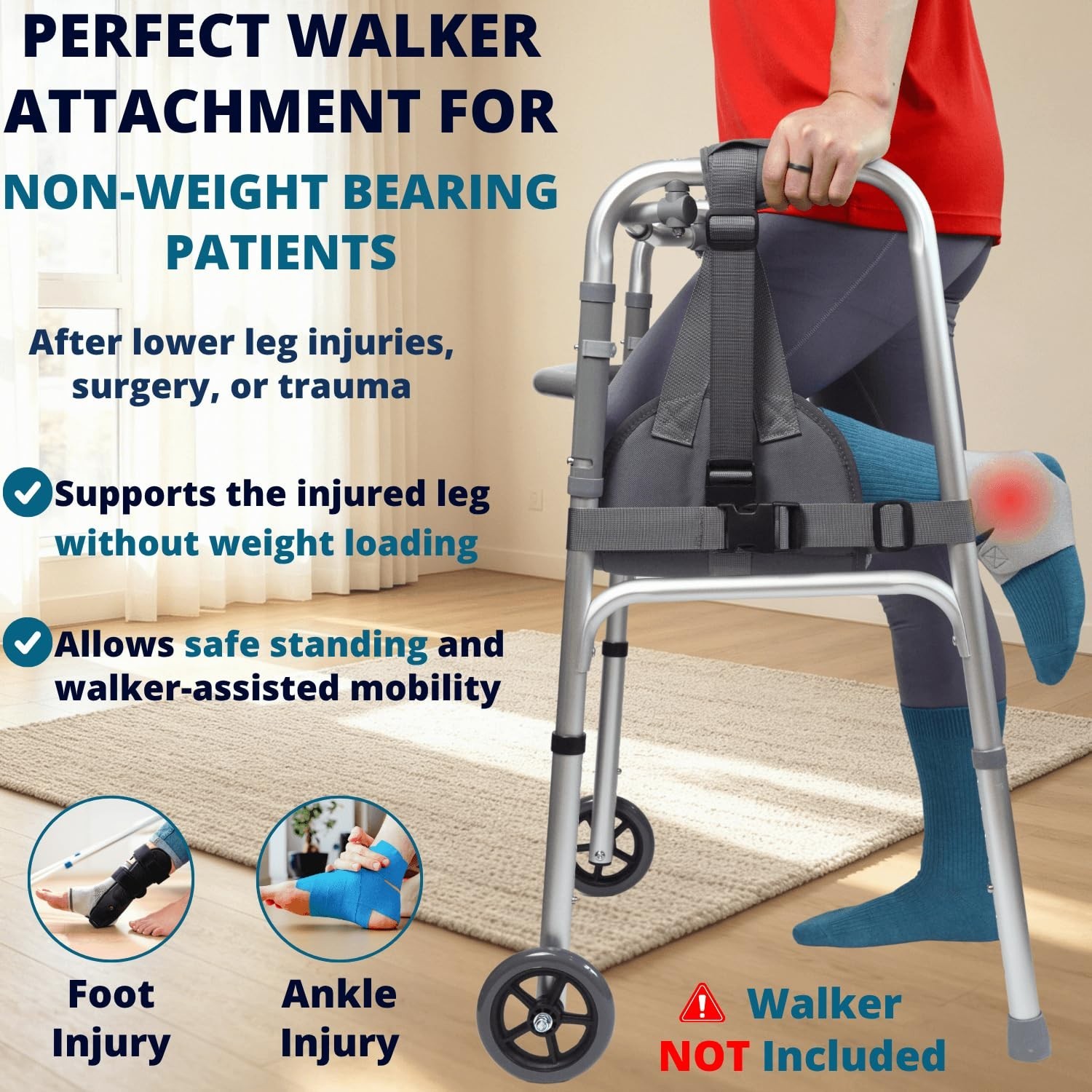 Knee Sling for Walker with Comfortable Cushion