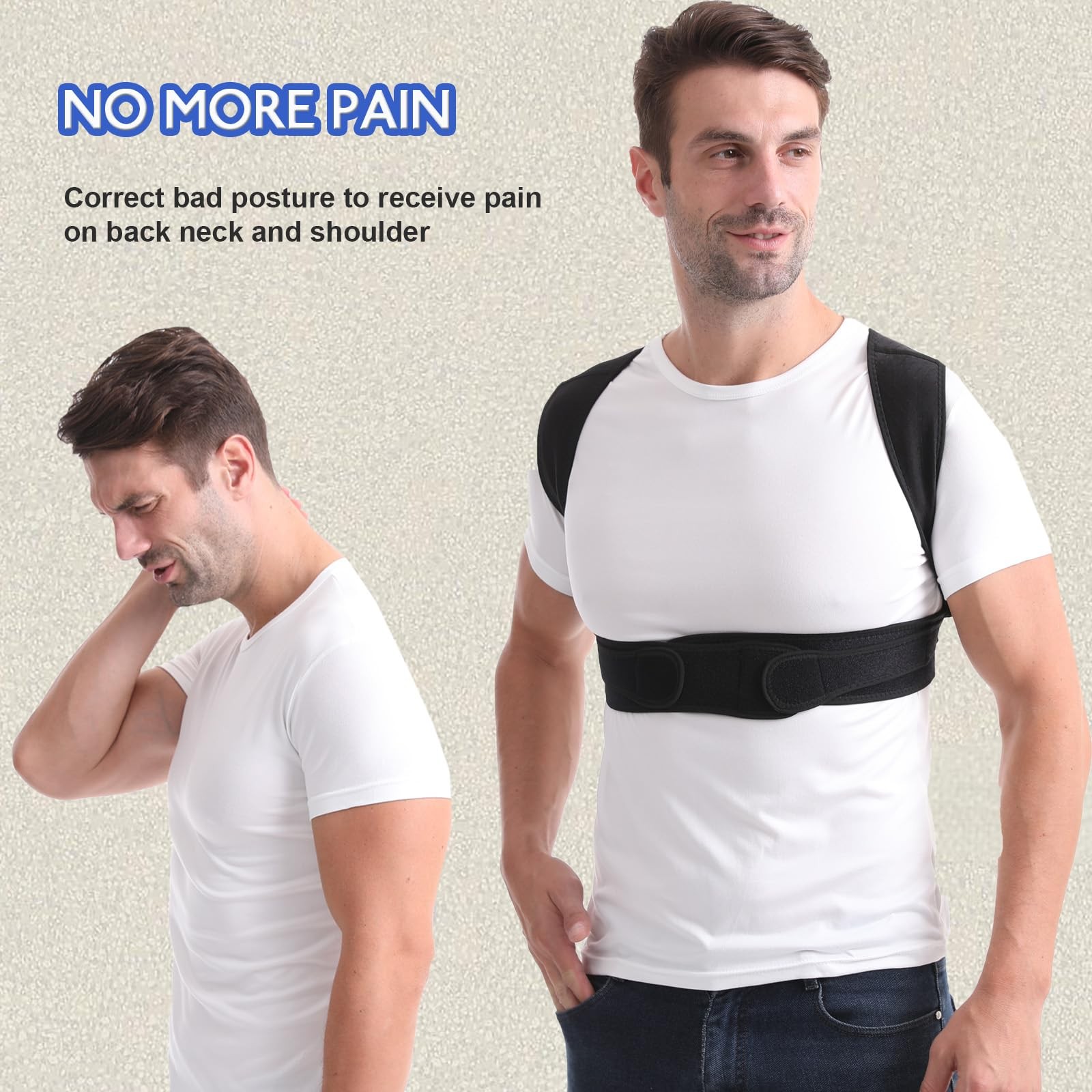 Paskyee Posture Corrector for Men & Women, Adjustable Back Brace, Neck, Shoulder
