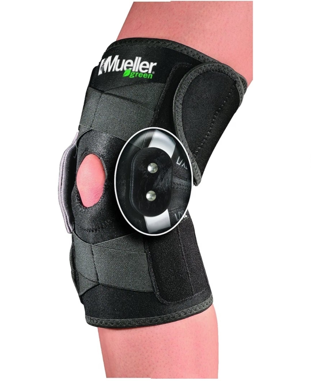 Mueller Self-Adjusting Hinged Knee Brace Adjustable One Size Black FDA