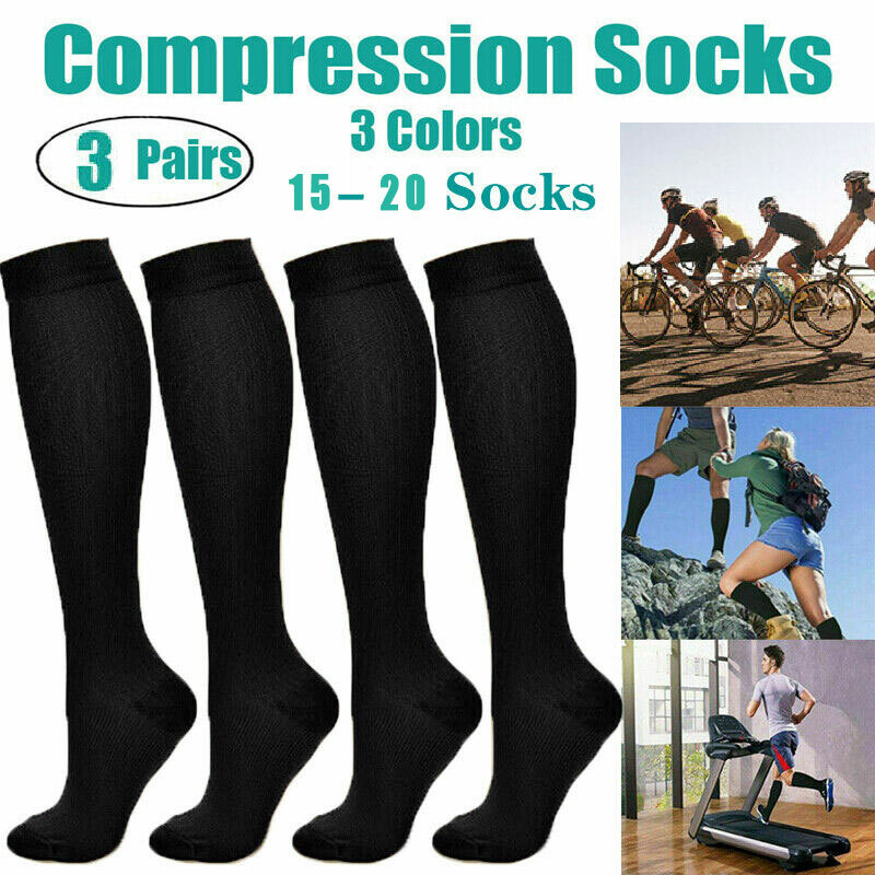 3/6 Pairs Compression Stockings for Men and Women 15-20 Close Toe Socks S/M/L/XL
