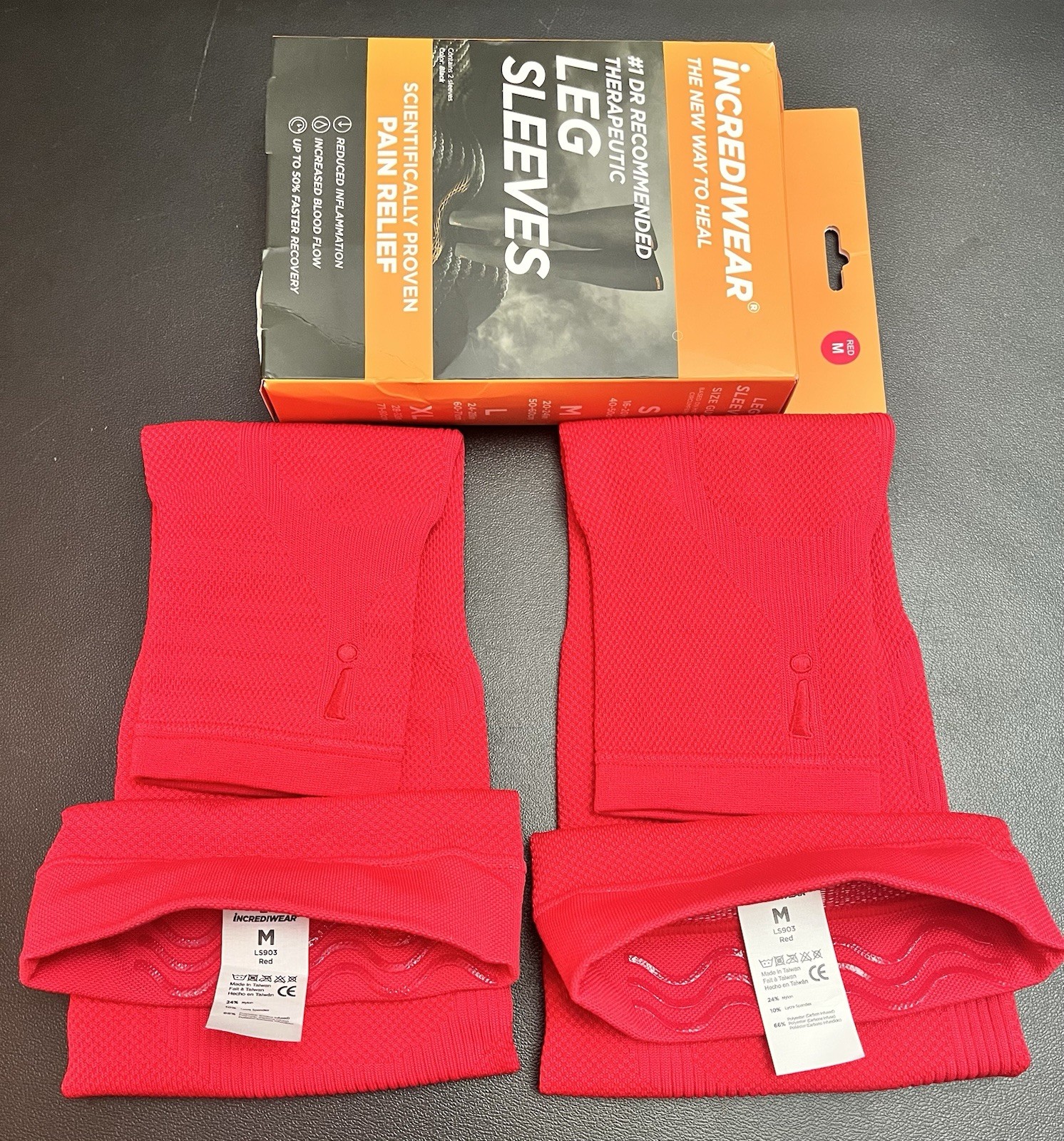 Incrediwear Leg Sleeve Pair Medium Red Compression Support – Used Good Condition