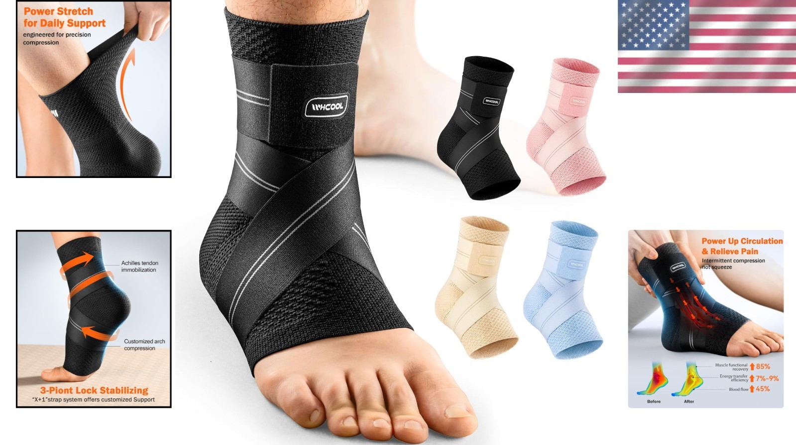 3D Comfort Ankle Support Brace with Flex Strap – Ideal for Tendonitis & Sports