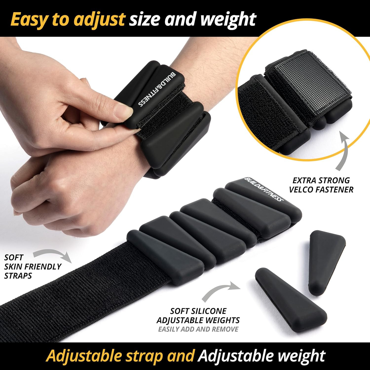 Wrist & Ankle Weights, Adjustable Bands for Women & Men Workouts, Set of 2 (1Lb