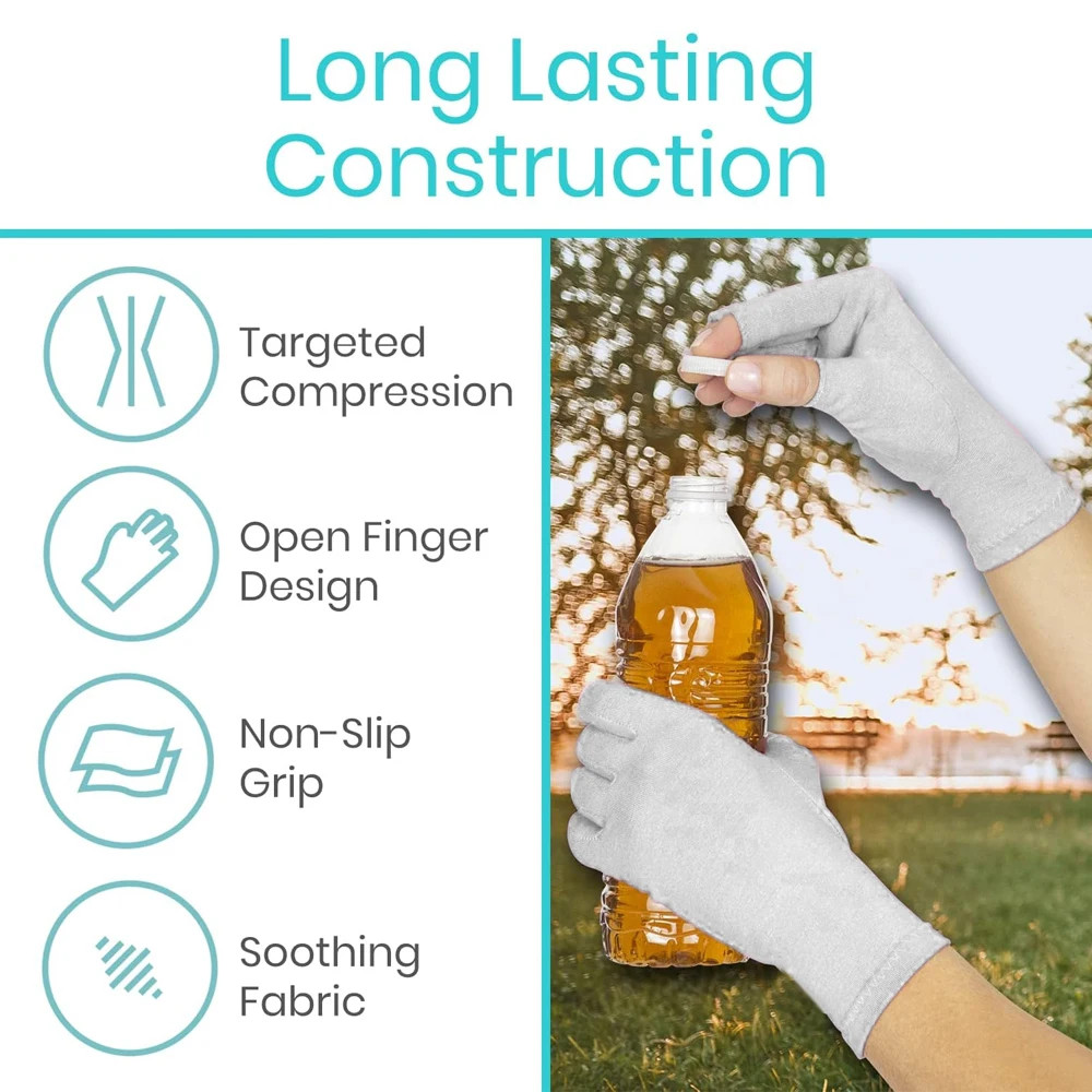 1 Pair Bamboo Gloves Compression Arthritis Glove Wrist Support Joint Pain Relief