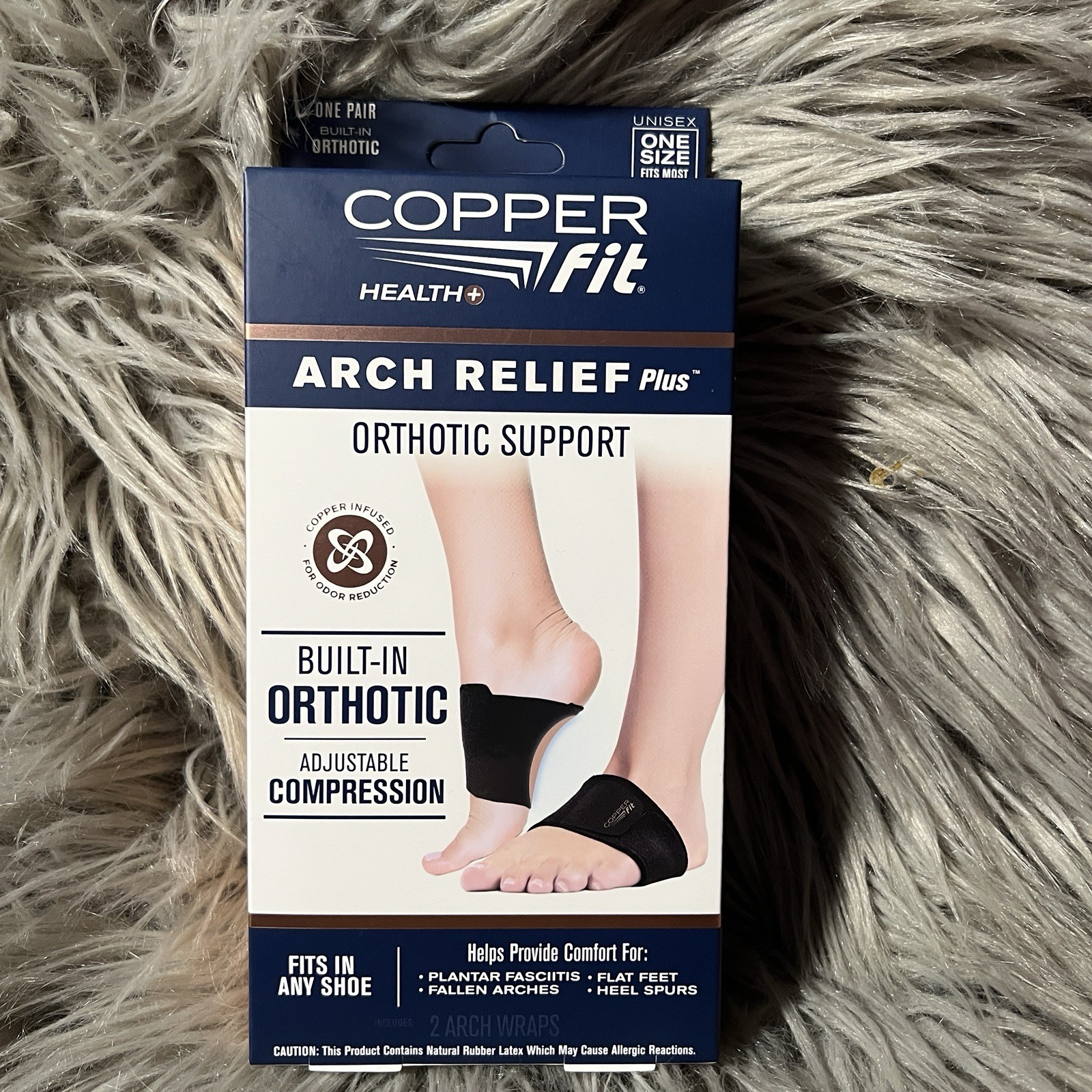 🆕 Copper Fit Health Unisex Arch Relief Plus Built-In Orthotic Support Black 🆕