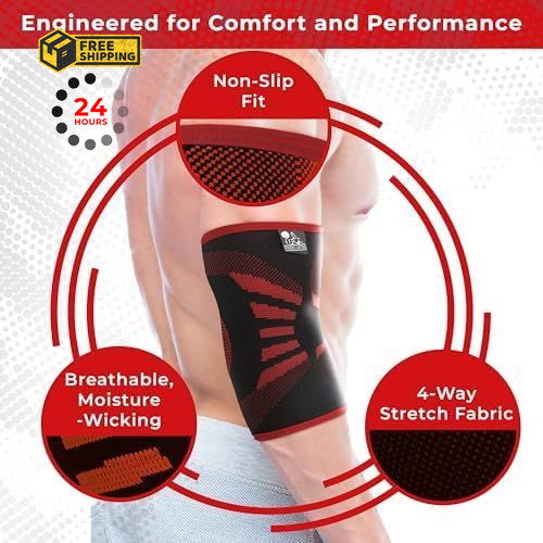 Nordic Lifting Elbow Compression Sleeves (1 Pair) – Small, Inferno Red