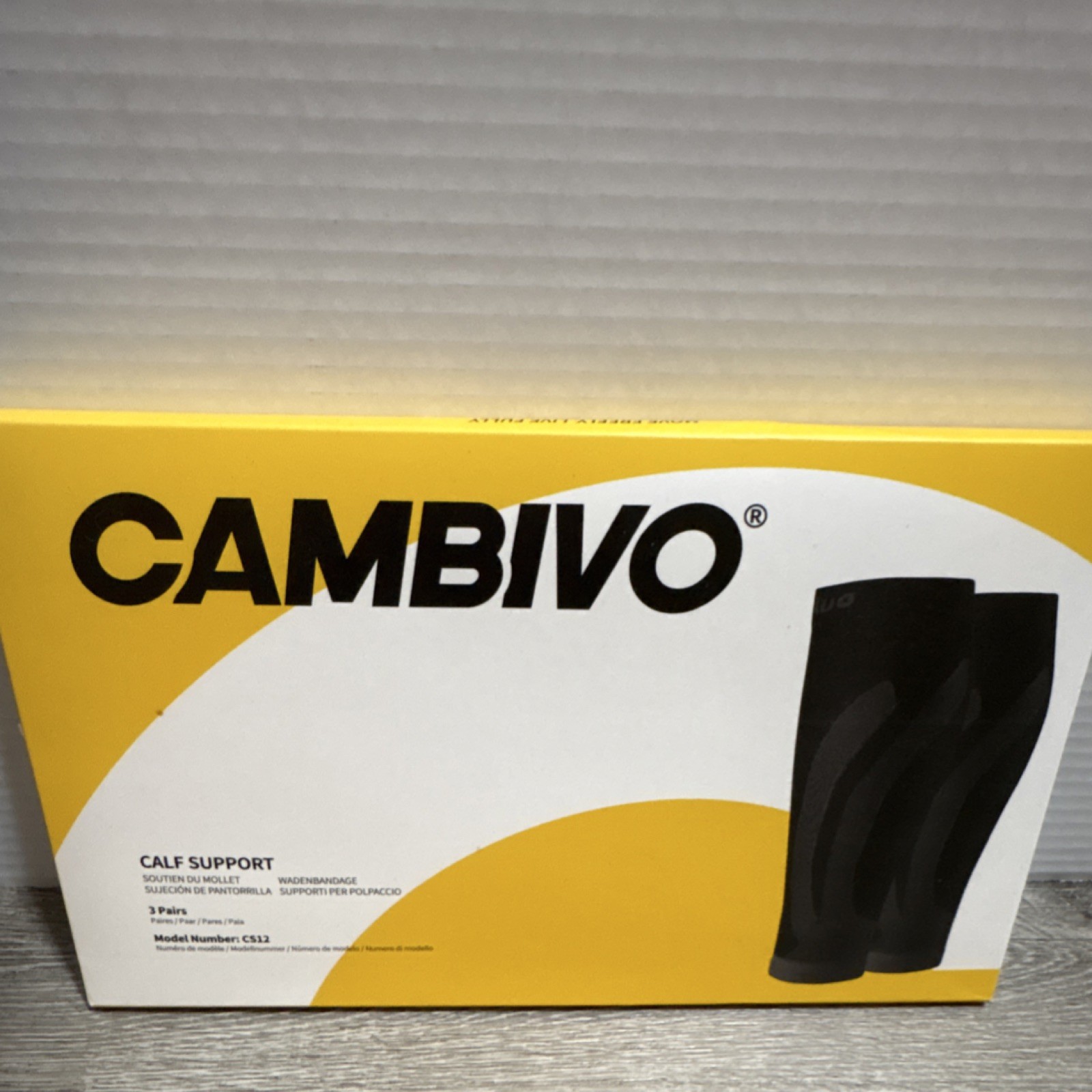 CAMBIVO Calf Support CS513 Compression Sleeve Black Calf Orthopedic