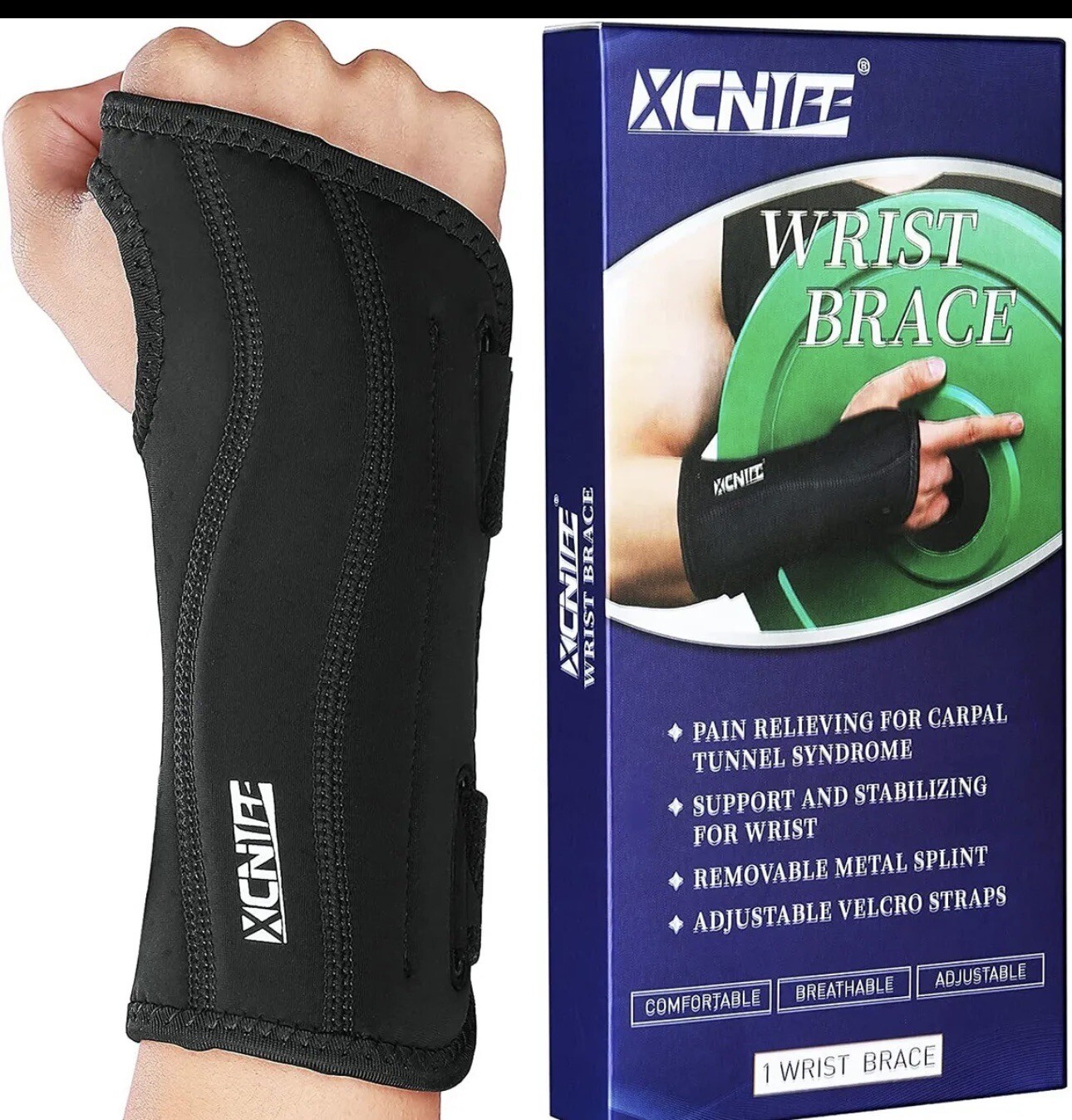 Night Wrist Sleep Support Brace, Adjustable Wrist Support Brace (Med-Right Hand)