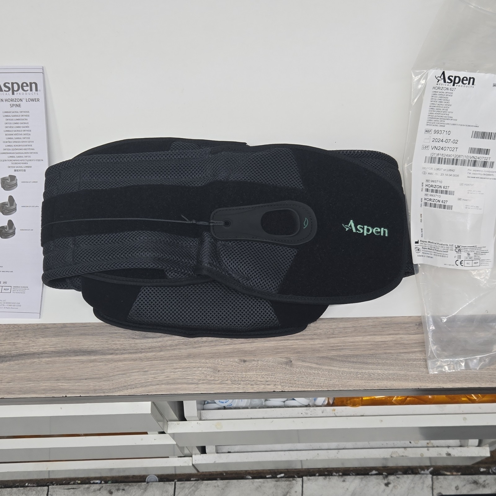 Aspen Horizon 627 Lumbar Support Belt Back Brace Adjustable One Size Black