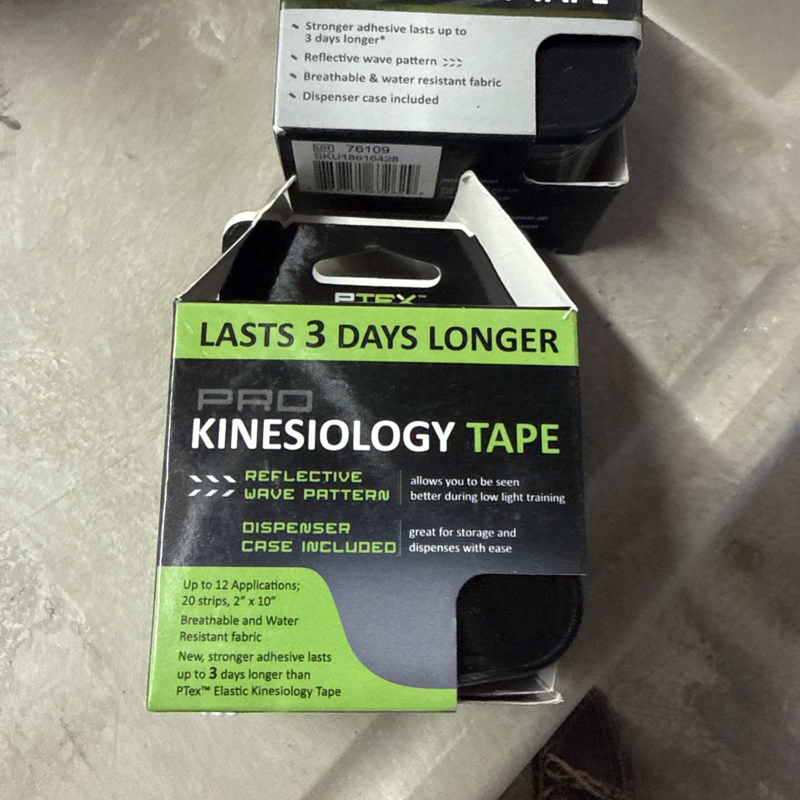 2 PACK – P-TEX ELASTIC KINESIOLOGY TAPE 20-2″ X 10″ STRIPS/ Color Black