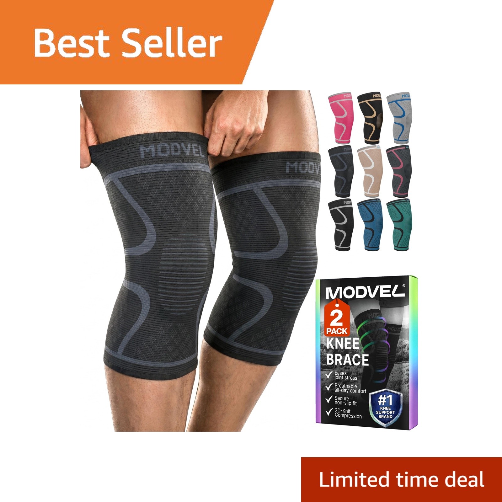 Modvel Knee Brace Black/Grey Small Set A 2 Pack