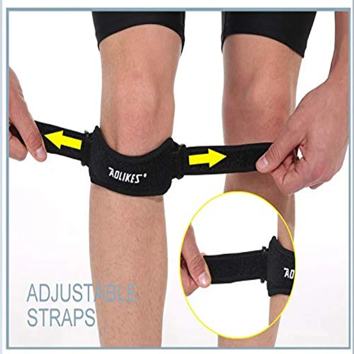 Knee Stabilizing Brace Support Black, Adjustable Non-Slip for Home (Black)