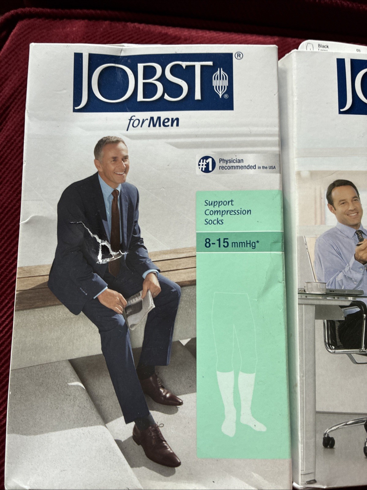 Jobst Men’s Dress Support Compression Socks 8-15 mmHg Sz L 2 Pair Black Knee CT