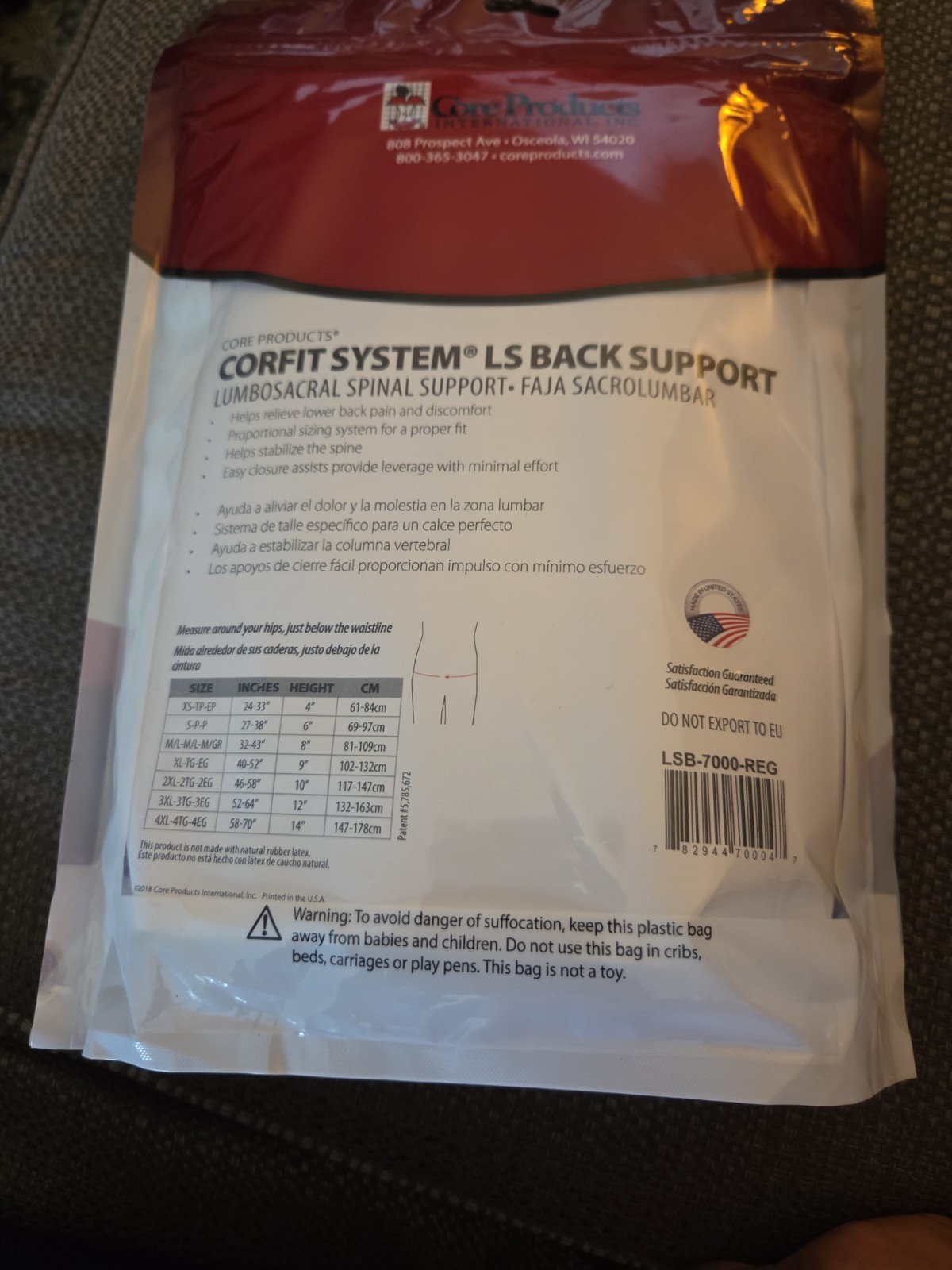Corfit Sysyem LS Support Size M/L White