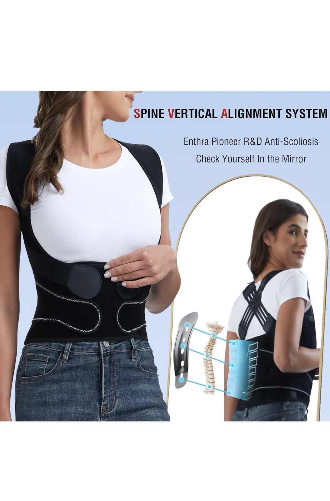 Enthra Back Brace Posture Corrector with Spine Vertical Alignment System -Unisex