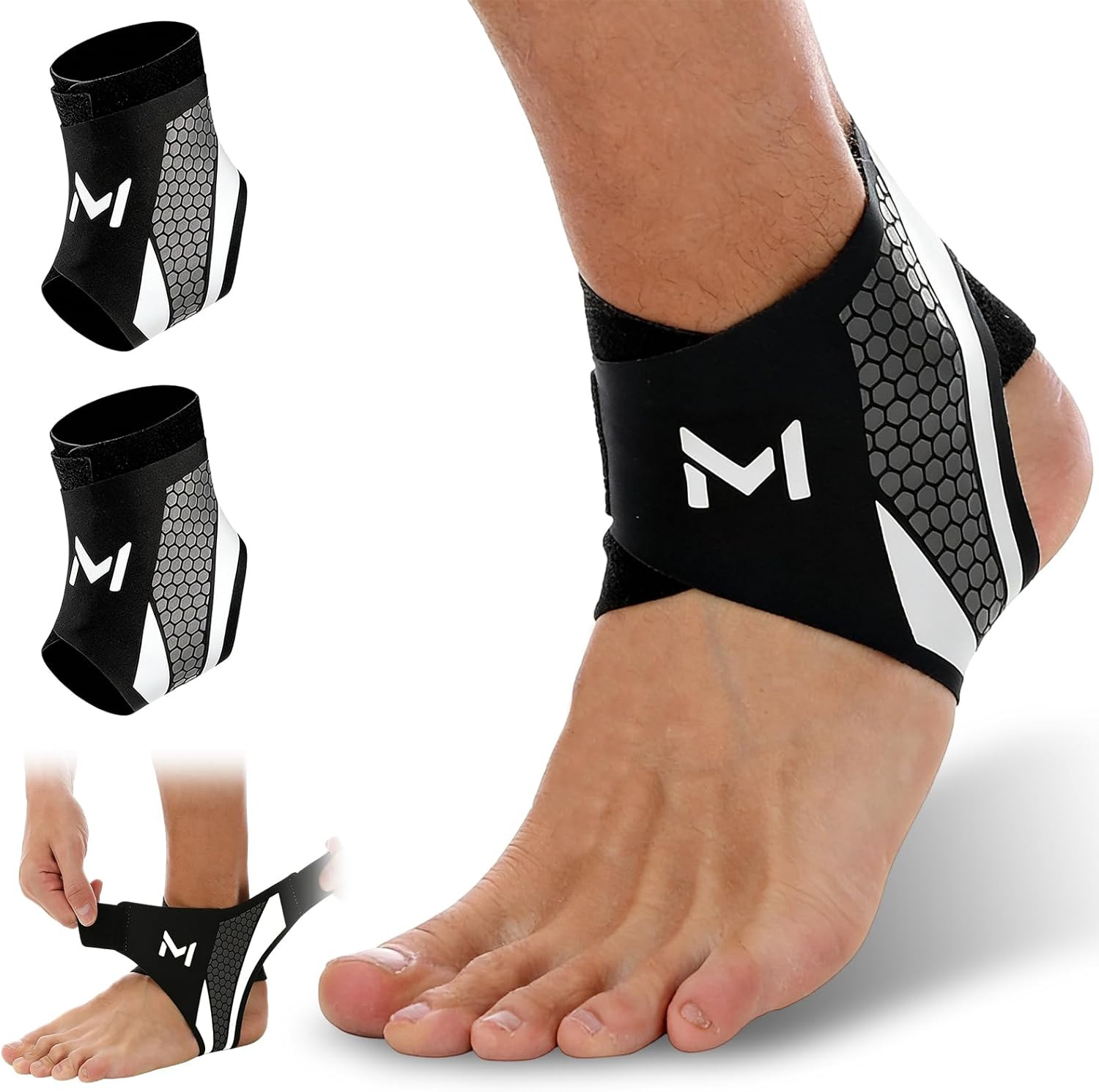 2 Pack Ankle Brace Compression Support Stabilizer for Men Women, Adjustable Lace