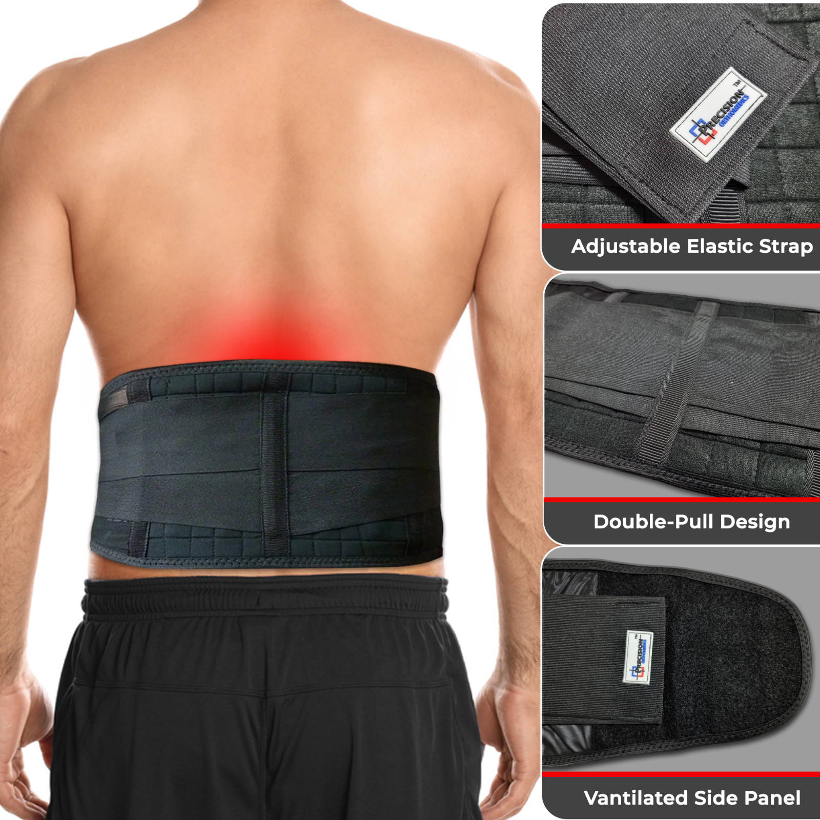 Neoprene Double Pull Magnetic Lumbar Support Lower Back Belt Brace – Pain Relief