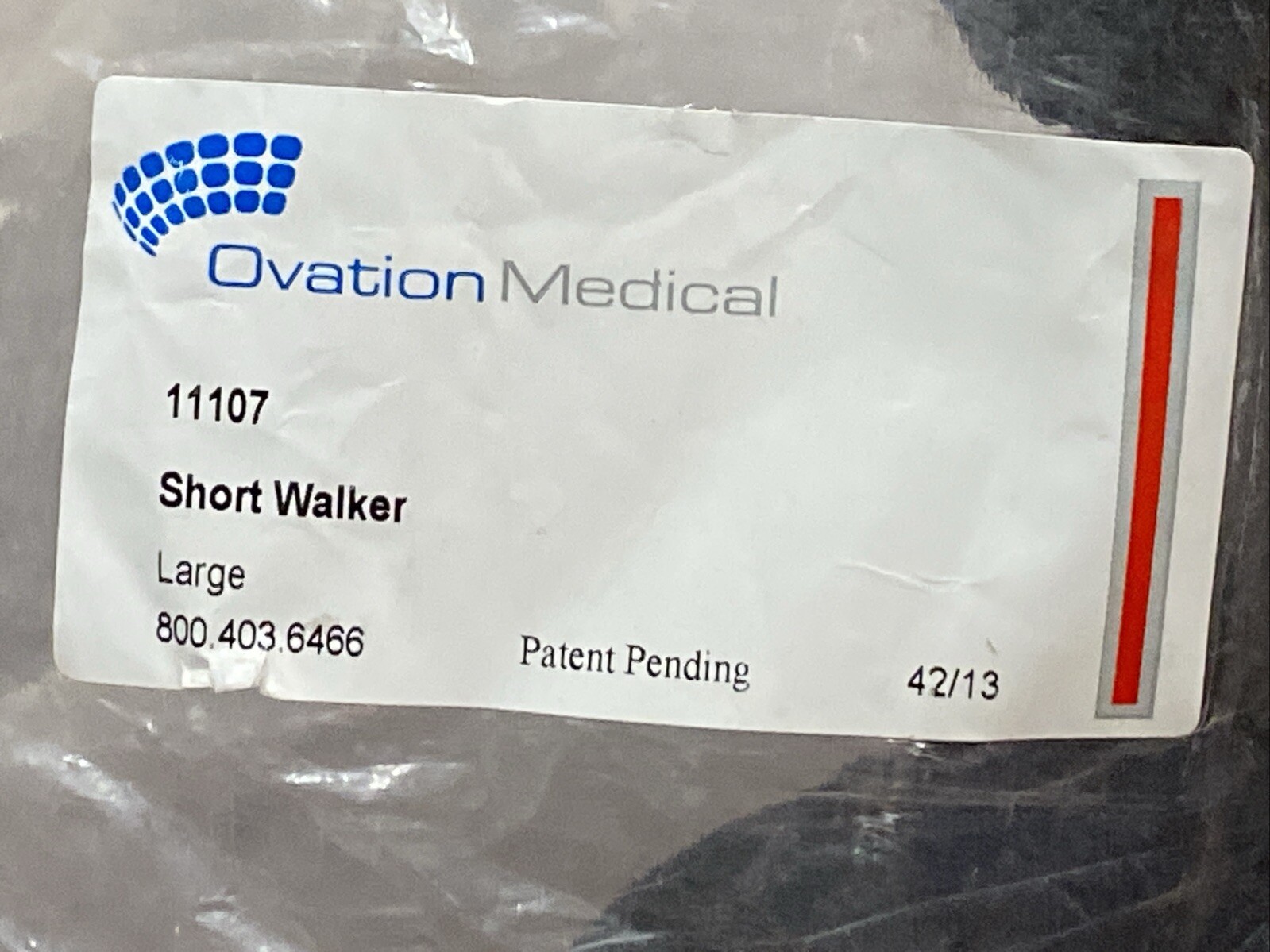 11107 Ovation Medical Pneumatic Shockpod Short Walker Brace LARGE Black