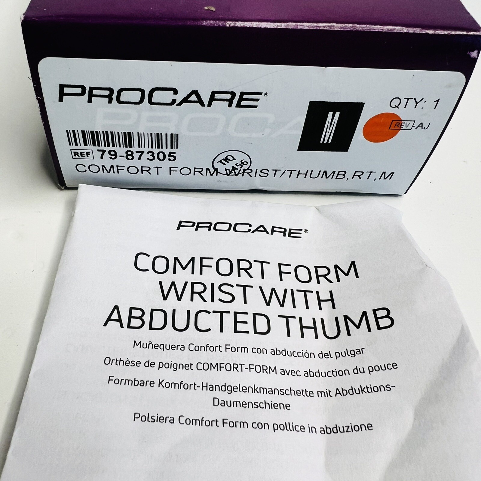 DJO GLOBAL PROCARE 79-87305 COMFORT FORM WRIST WITH THUMB RIGHT MEDIUM