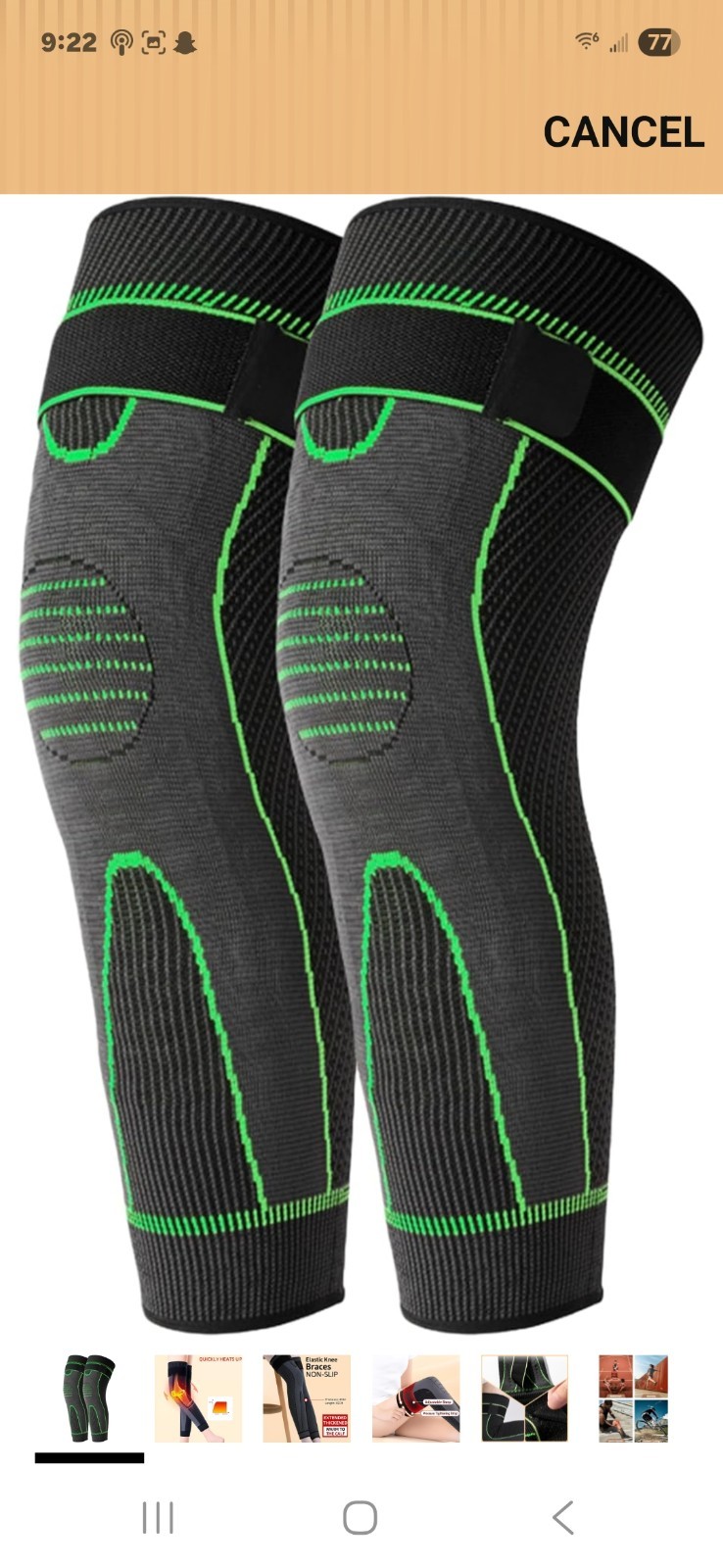 Updated Version (1 Pair) Long Knee Brace for Knee Pain, Full Leg XX Large