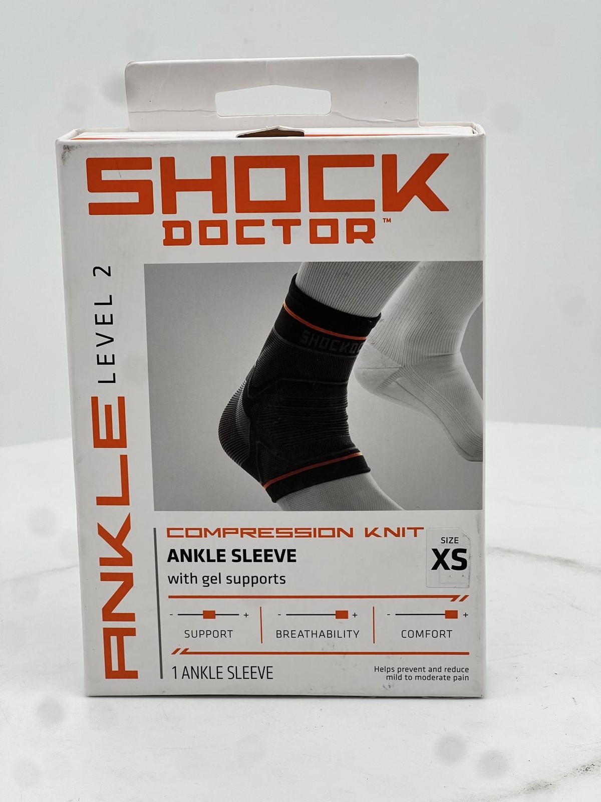 Shock Doctor Compression Knit Ankle Sleeve with Gel Support, Black/Grey,