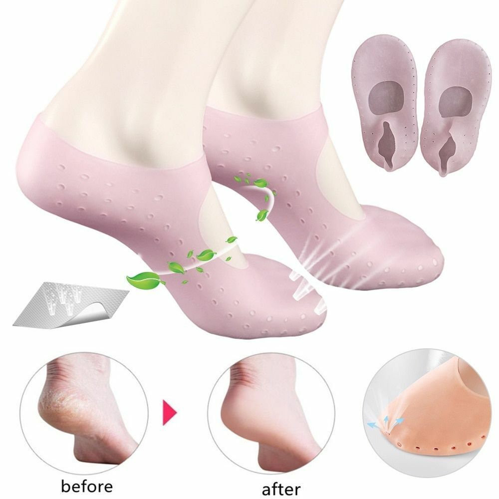 Silicone Gel Solid Thin Heel Socks Cracked Foot Skin Care Protector Feet Case