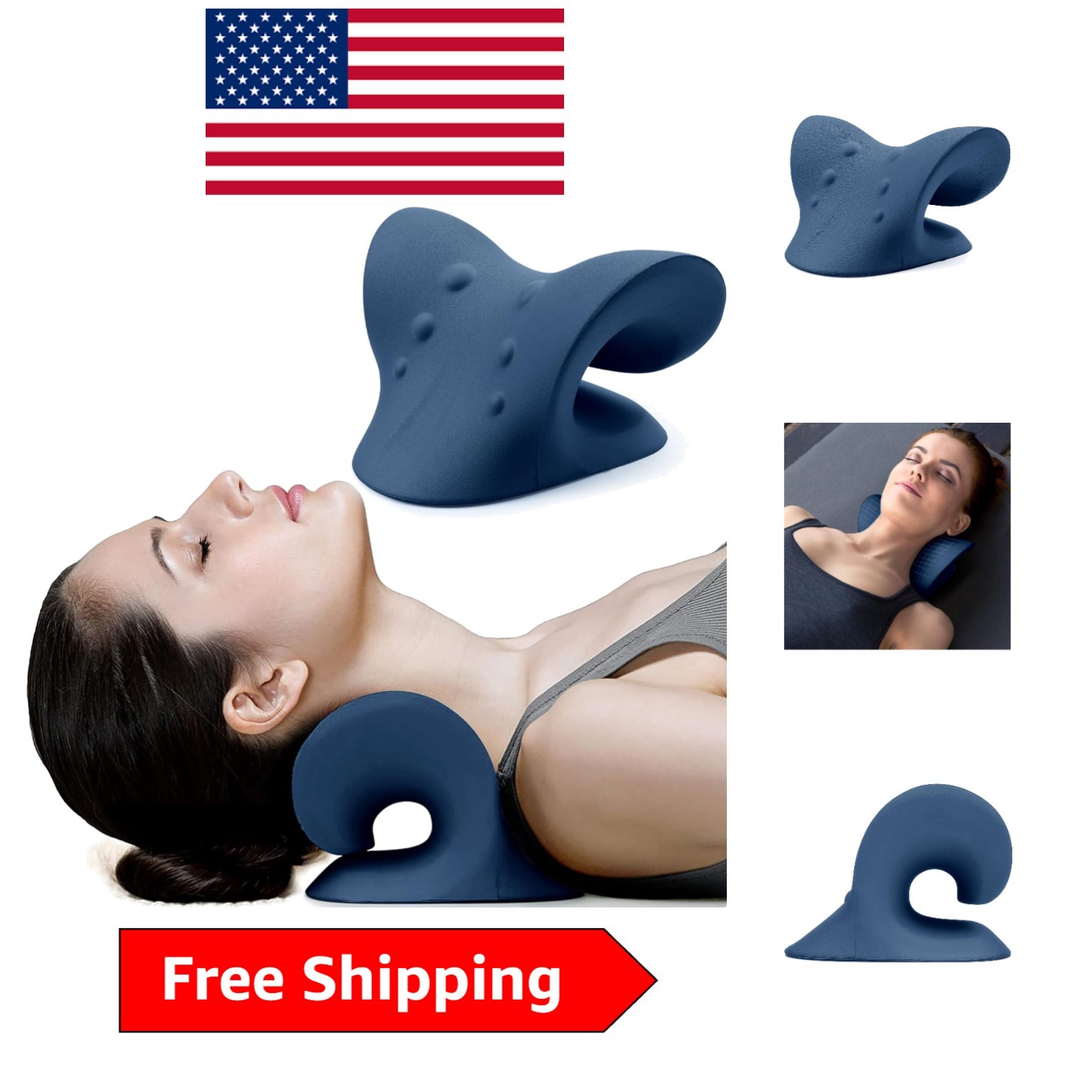 Cervical Spine Alignment Device – Hand Washable Neck Stretcher in Dark Blue