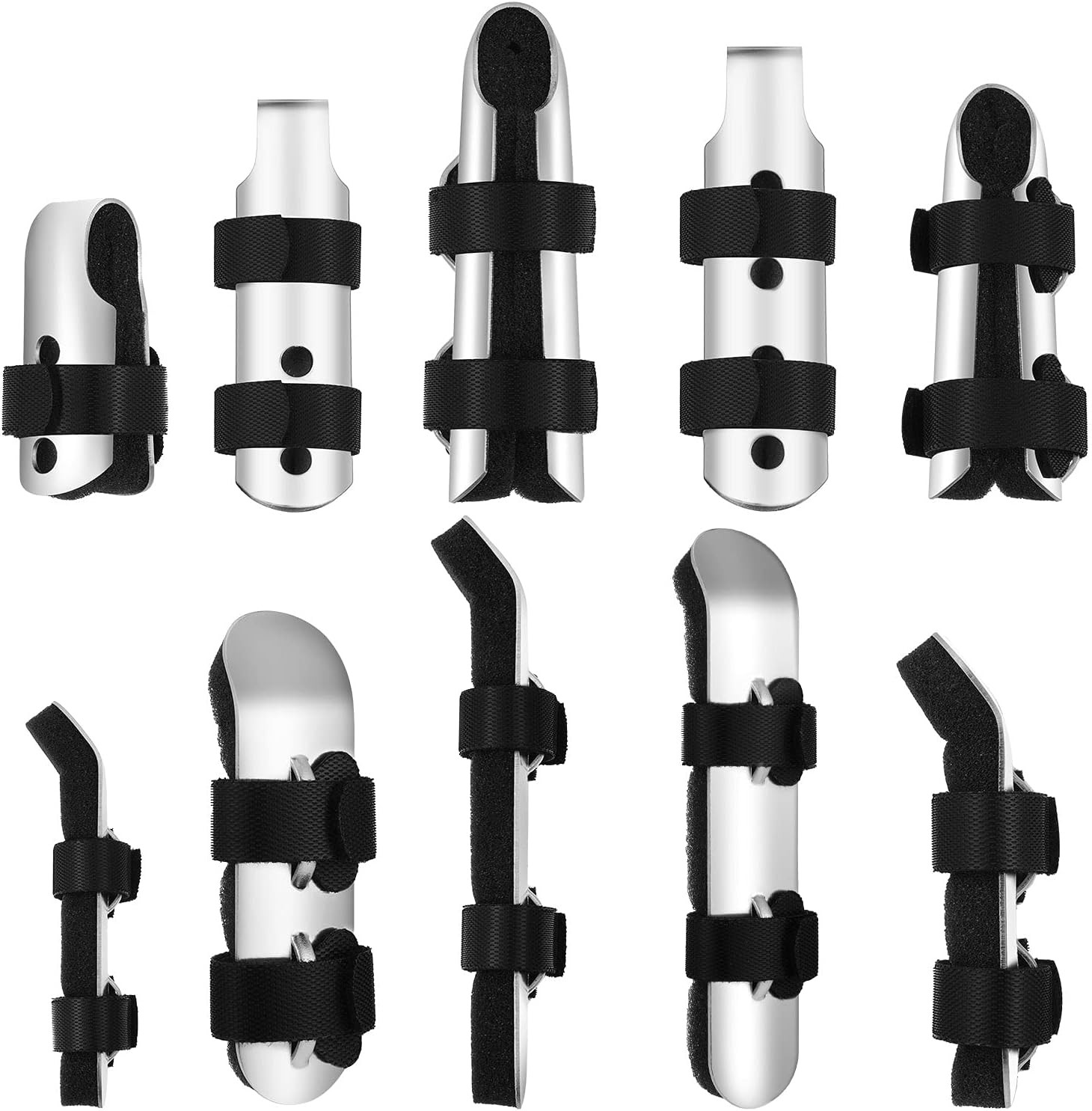 10 Pieces Finger Splint Metal Finger Support Knuckle Stabilizer with Soft Foam I