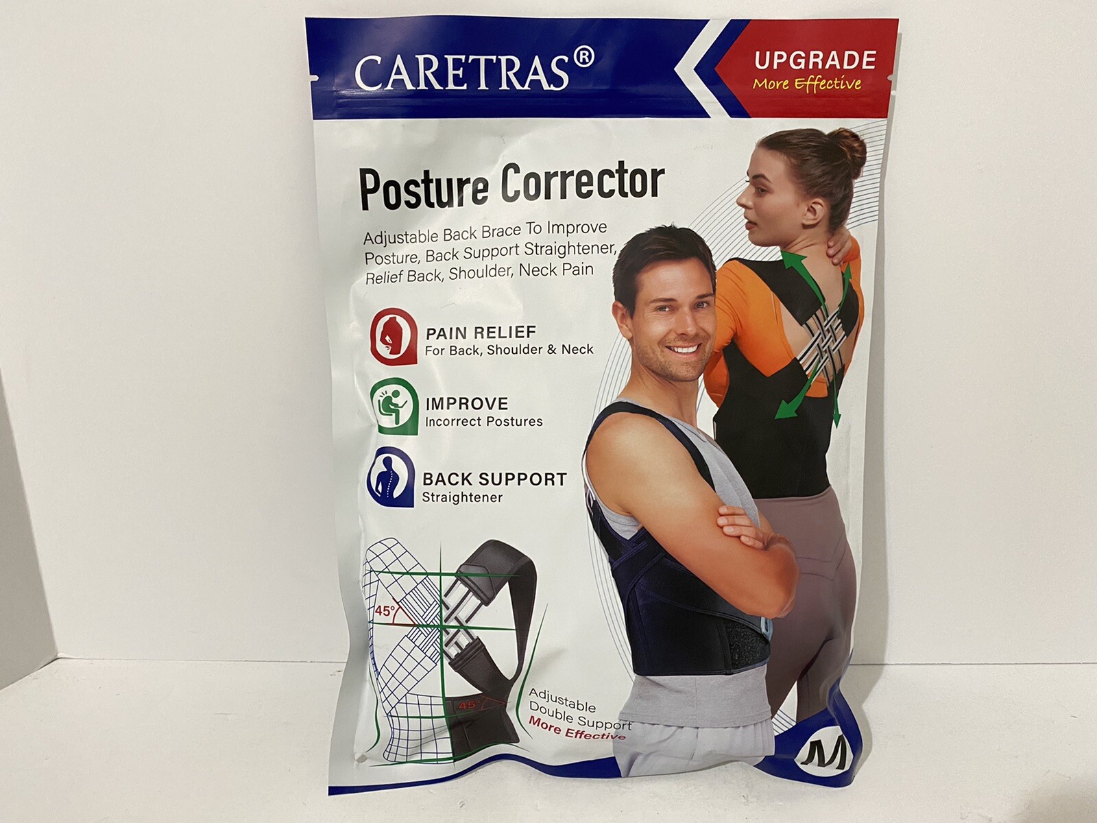 Posture Corrector CARETRAS, Adjustable Upper Support Back Shoulder Brace Medium