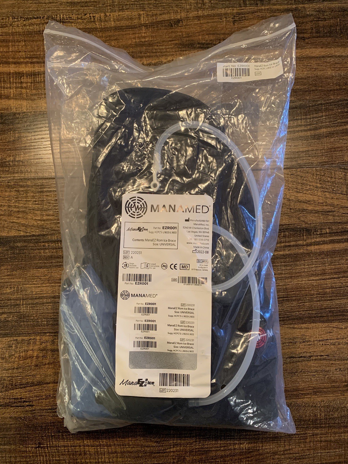ManaMed EZ Rom Ice Knee Brace EZR001 L1833 Post-Op Adjustable w/Compression