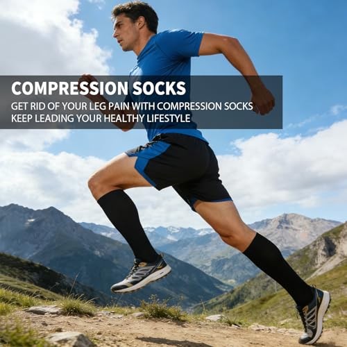 Copper Compression Socks for Men & Women 8 Pack 15 Large-X-Large 01 Black