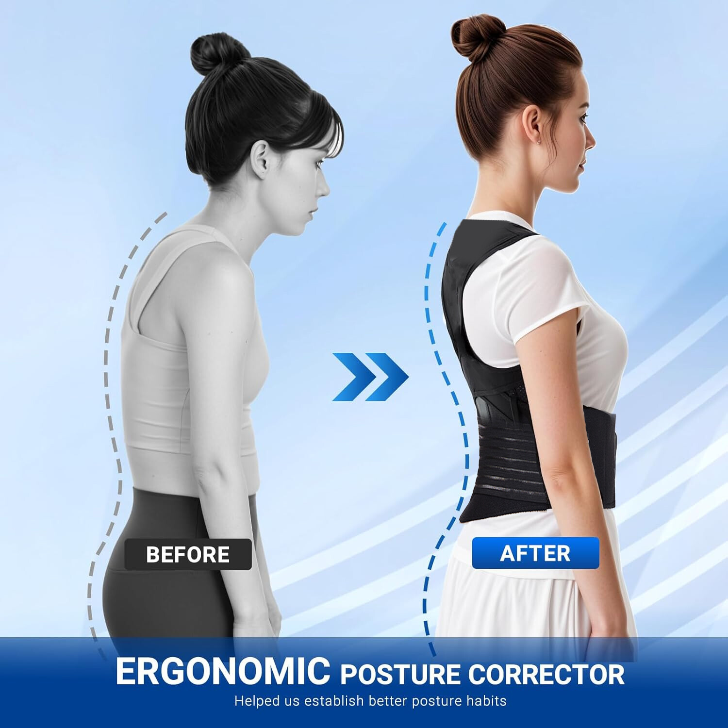 Posture Corrector Support Brace Magnetic Back Shoulder Brace Belt Band Unisex US