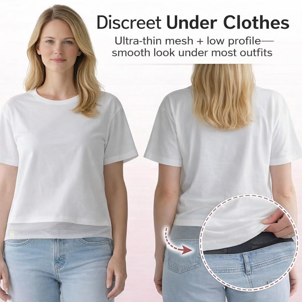 Ultra Breathable Thin Back Brace Lightweight Adjustable Lumbar Belt Sciatica