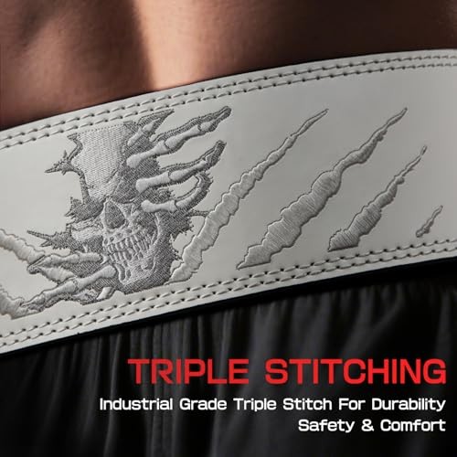 Lever Lifting Belt – Power 10mm Extreme Heavy Duty Genuine Leather S WHITE