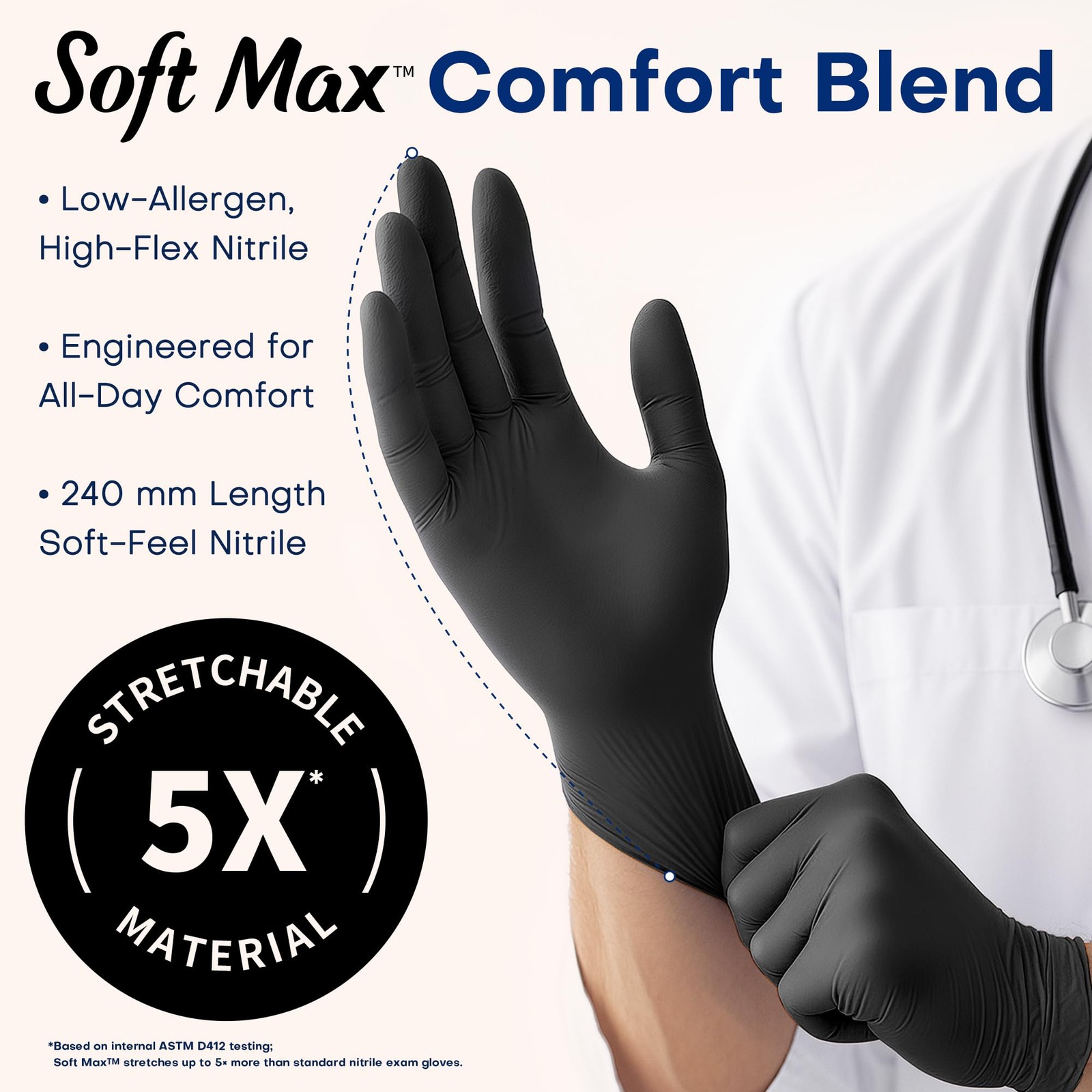 Supmedic Disposable Nitrile Gloves, Black Powder Free Small, Smal (Black)