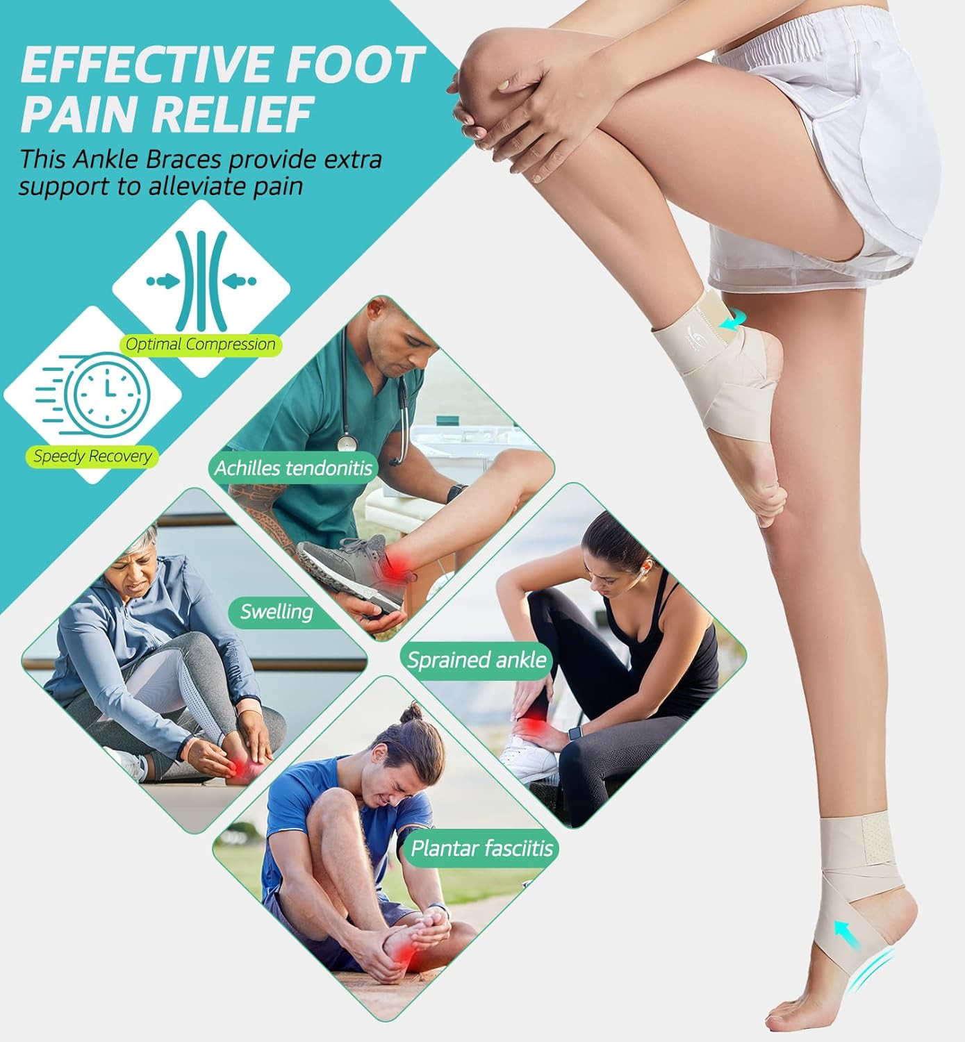 Hirui Ultrathin High-Elastic Ankle Wraps Ankle Brace for Men Women Kids, Adjusta