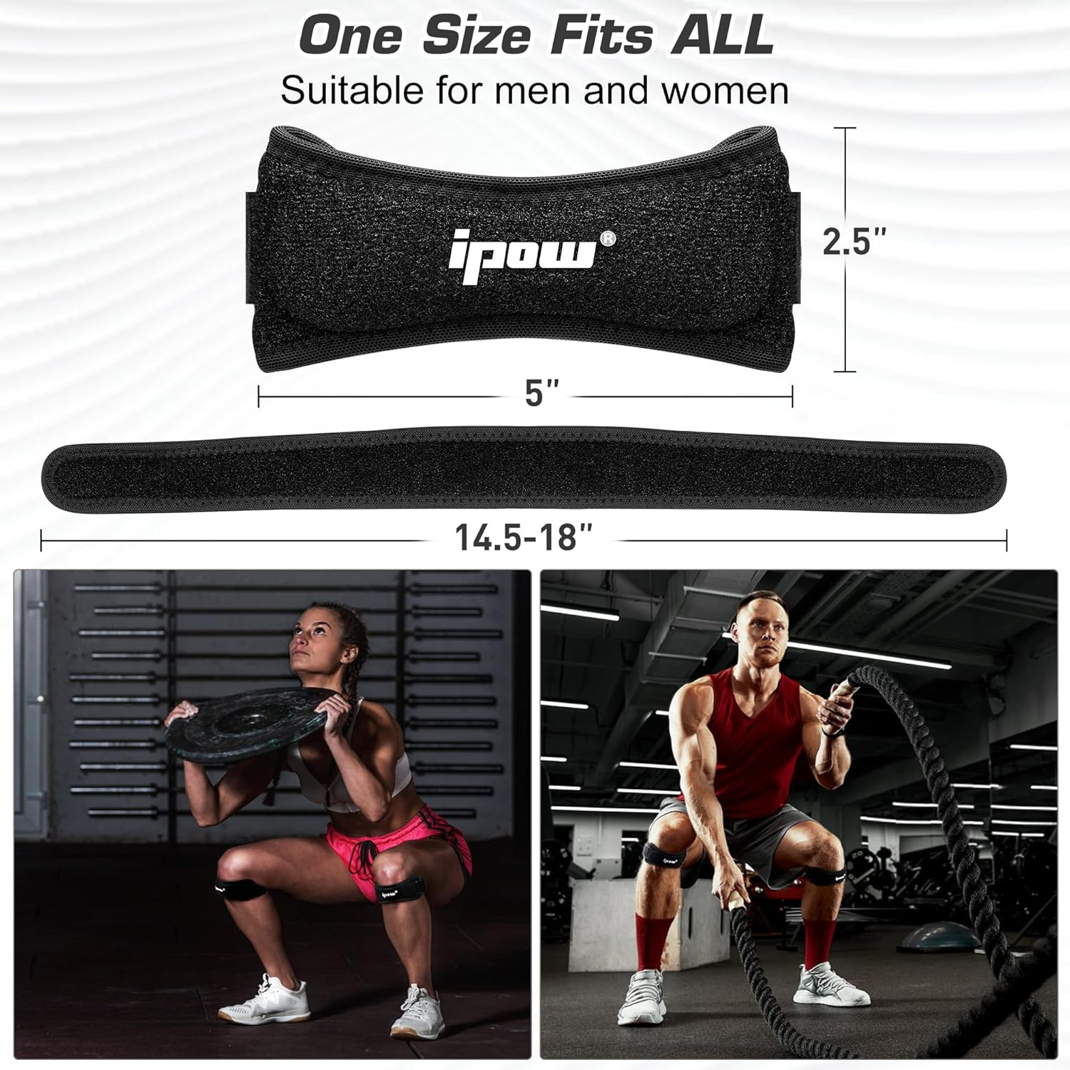 IPOW Patella Tendon Knee Strap 2 Pack Knee Pain Relief & Patella Stabilizer Knee