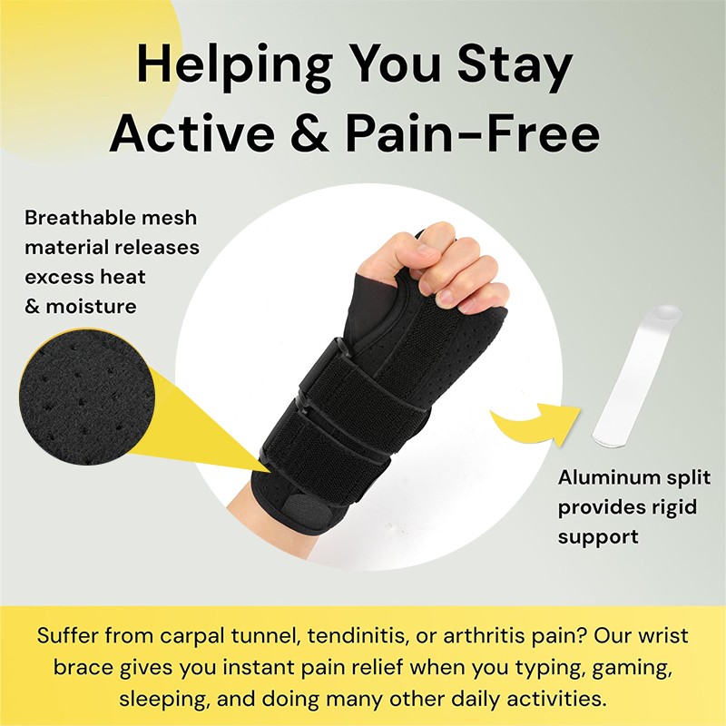 Carpal Tunnel Wrist Brace Metal Splint Hand Brace Support For Work Pain Relief